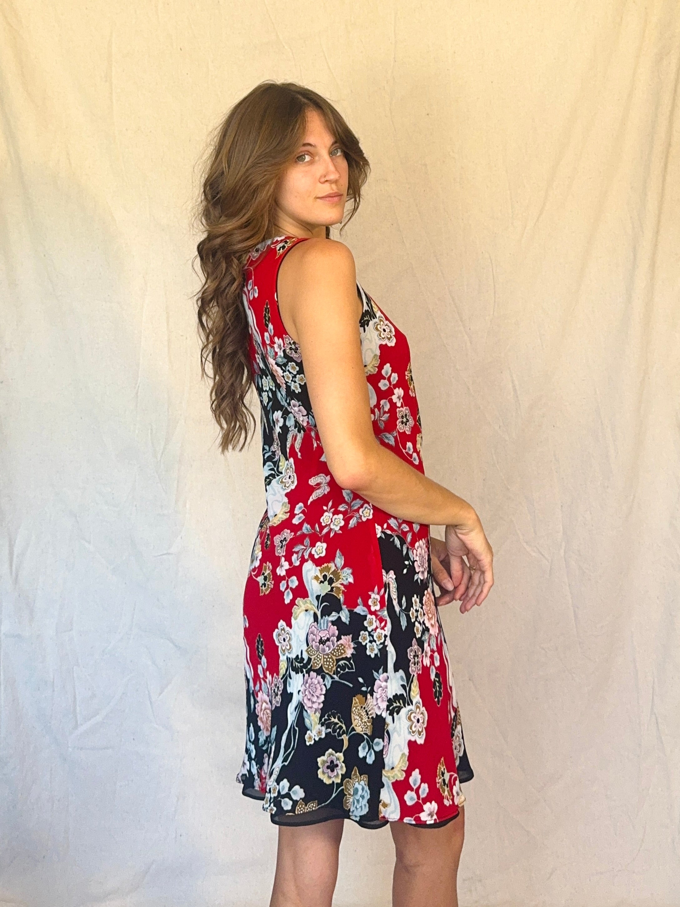 90s chiffon dress Black & Red Floral Butterfly Whimsigoth Mini Affordable Prom & Dance Wedding Guest 2023 Color:Pink as Pictures