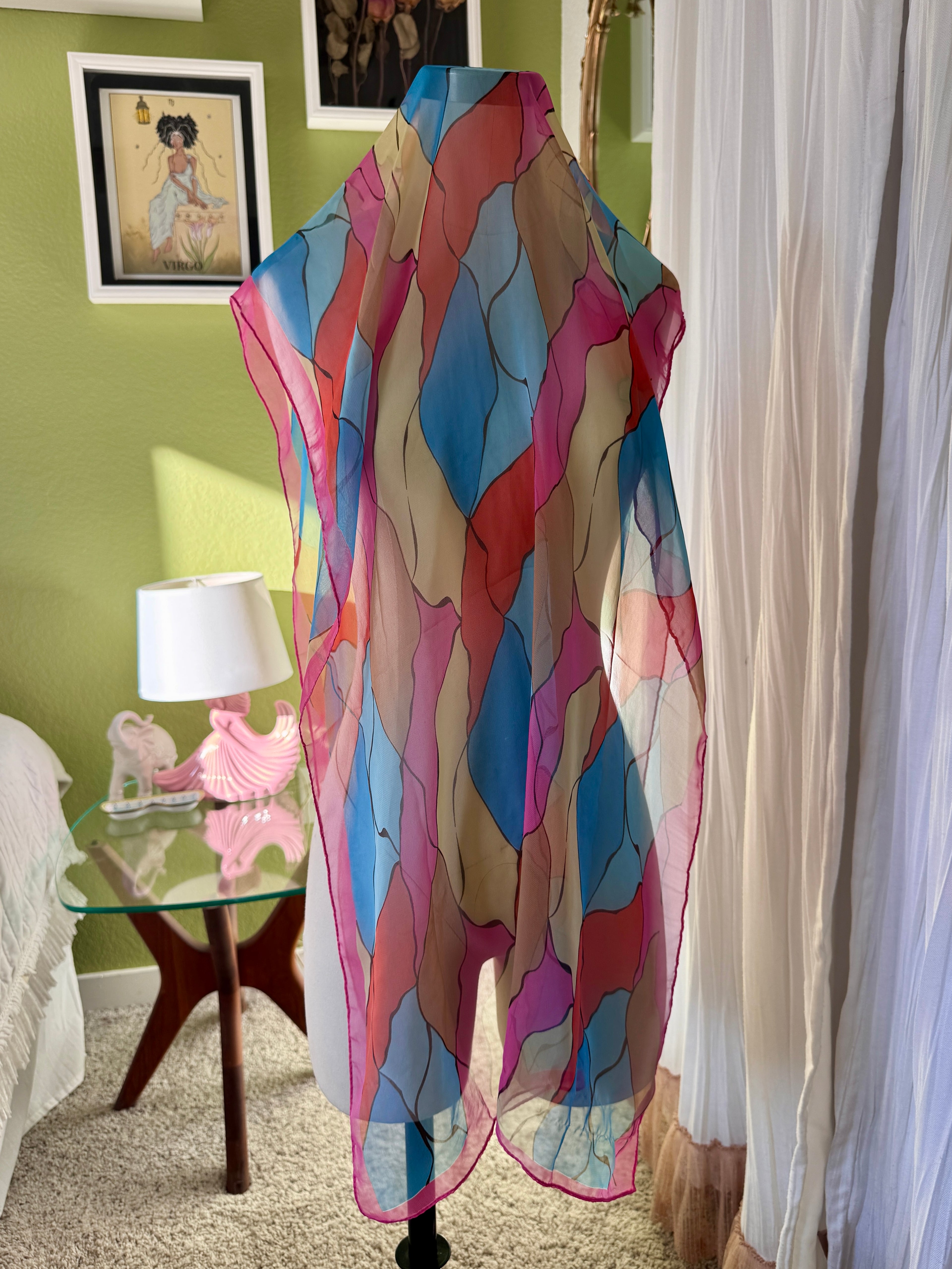 Abstract Spring Print Sheer Scarf (Modern)