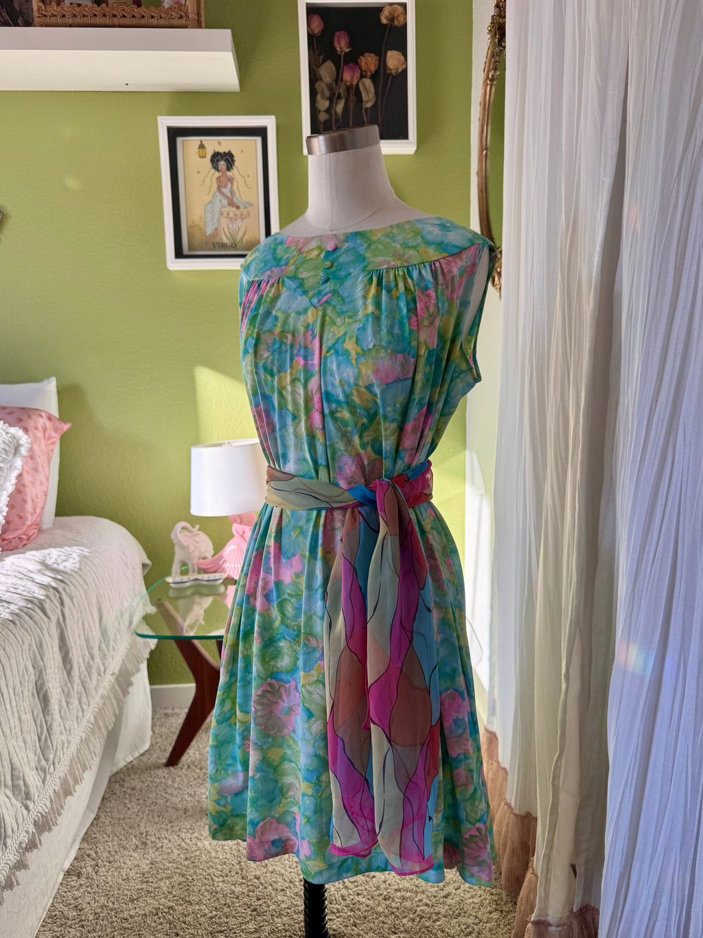 Abstract Spring Print Sheer Scarf (Modern)