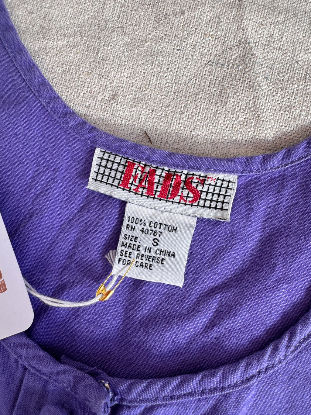 80s Periwinkle Purple Cotton Button Up Pinafore Jumper Dress