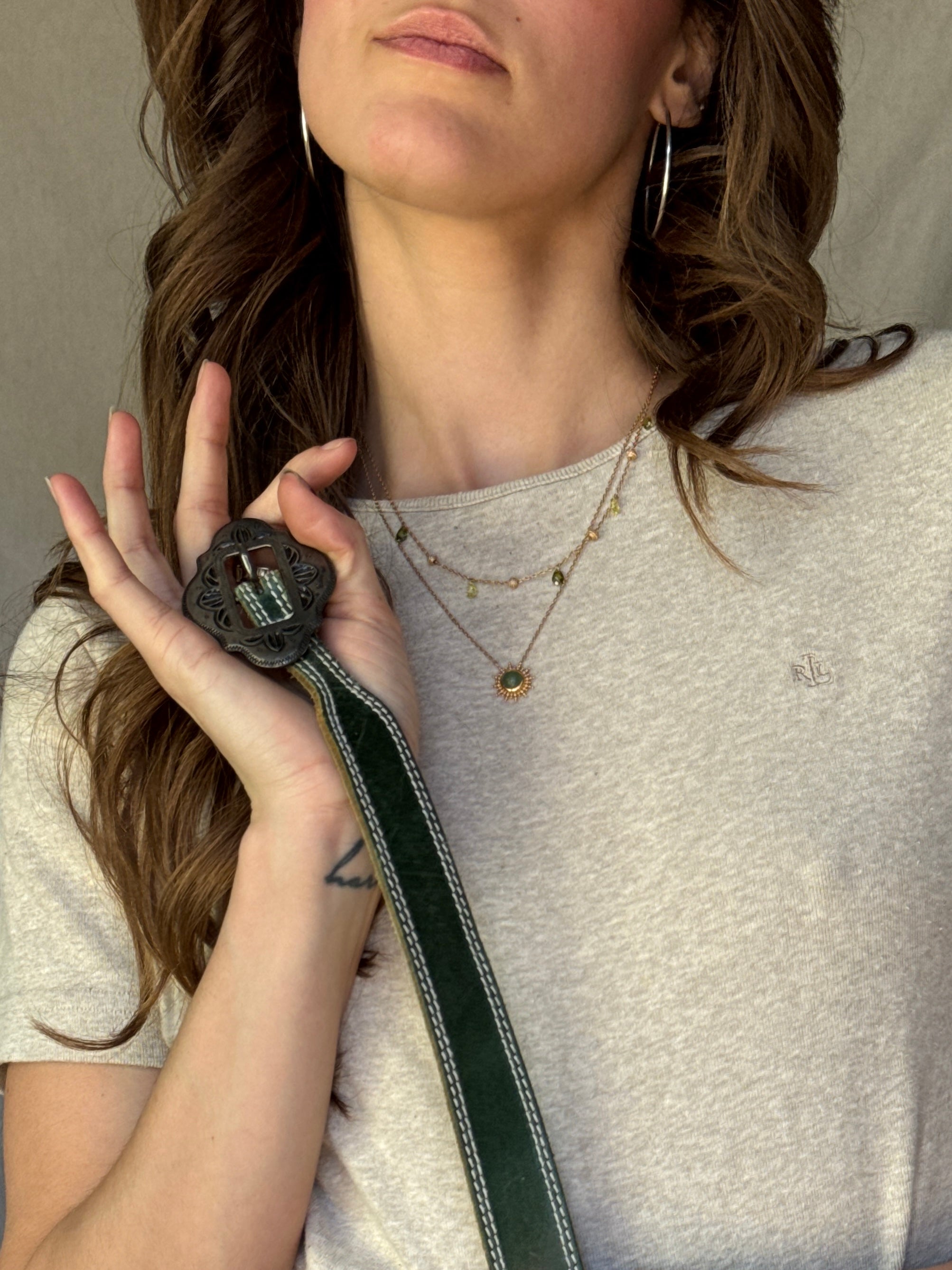 90s Green Leather Liz Claiborne Belt