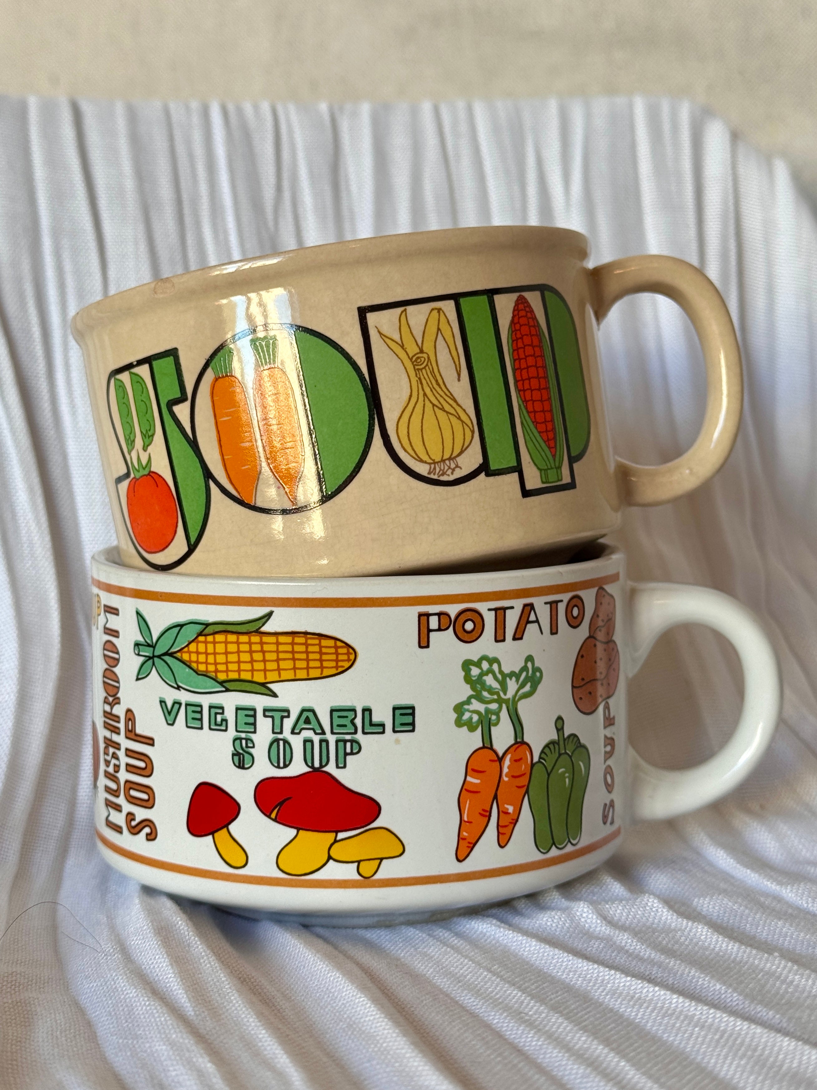Vintage Ceramic Veggie Soup Mug