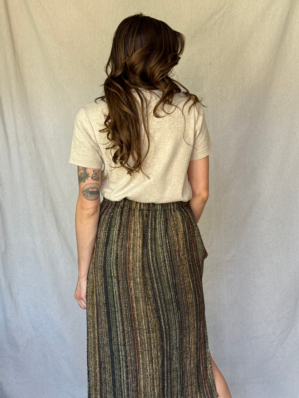 Vintage Dark Tweed Midi Skirt