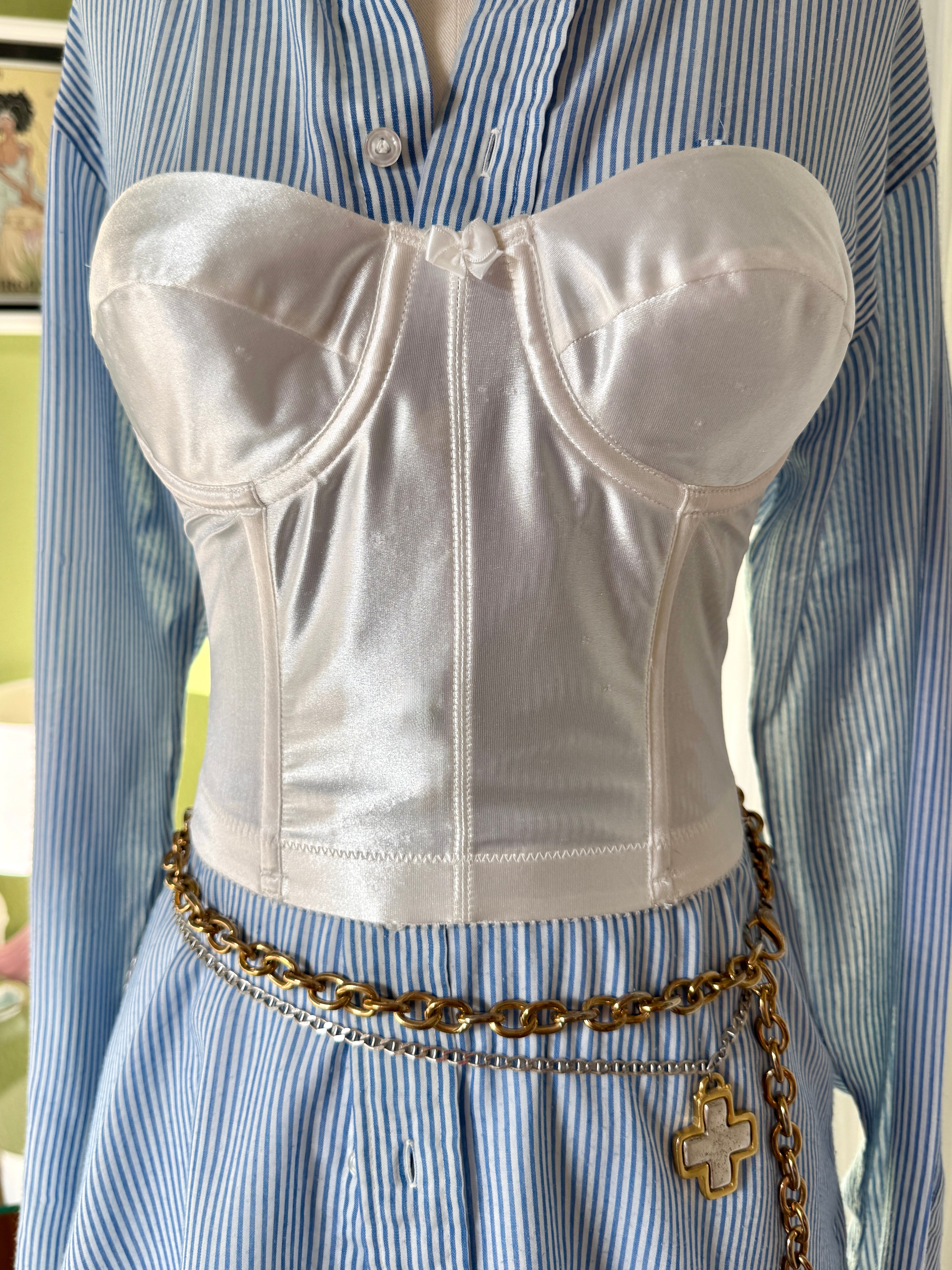 90s White Satin Bustier
