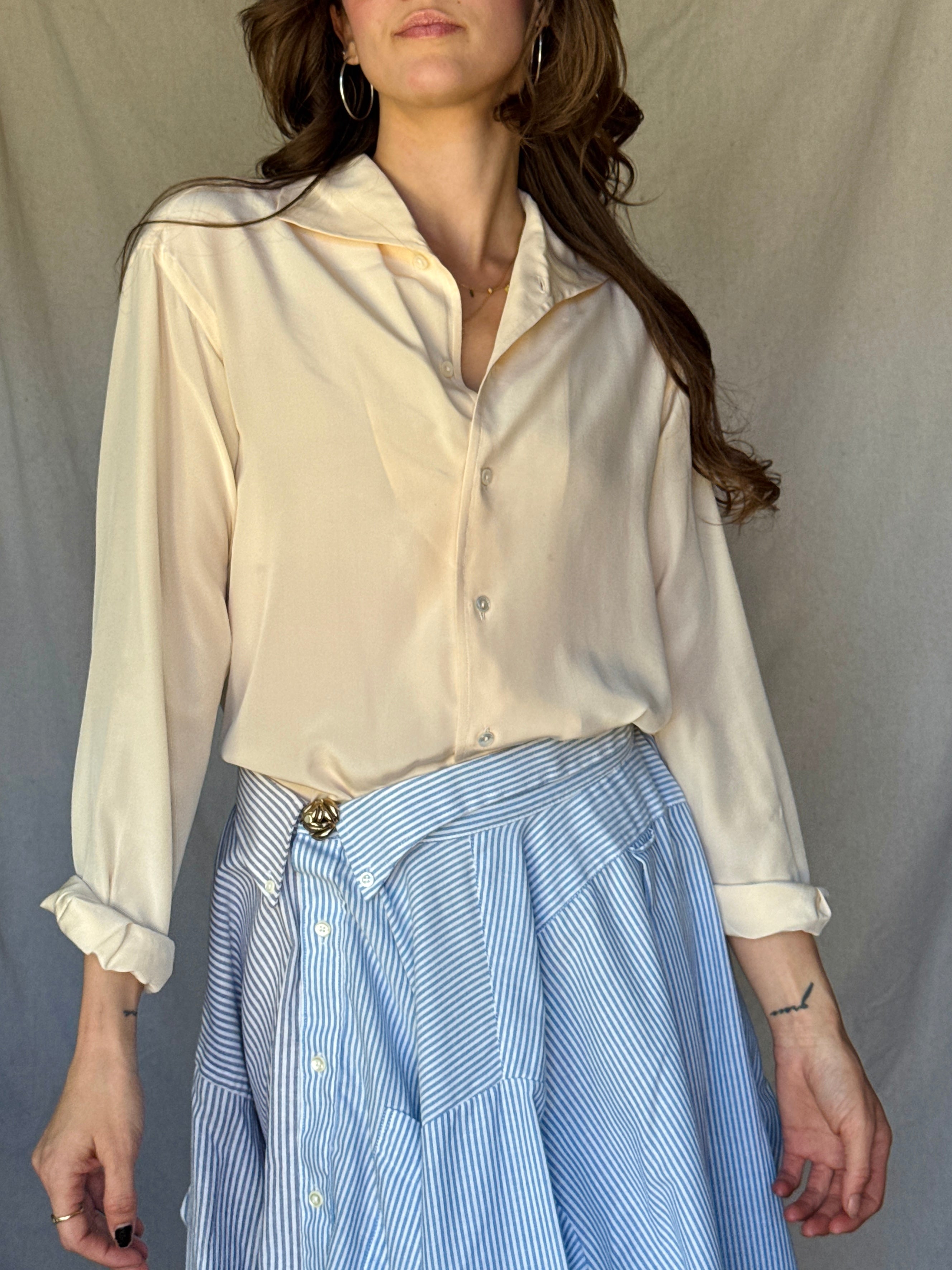 90s Ralph Lauren Cream Silk Blouse