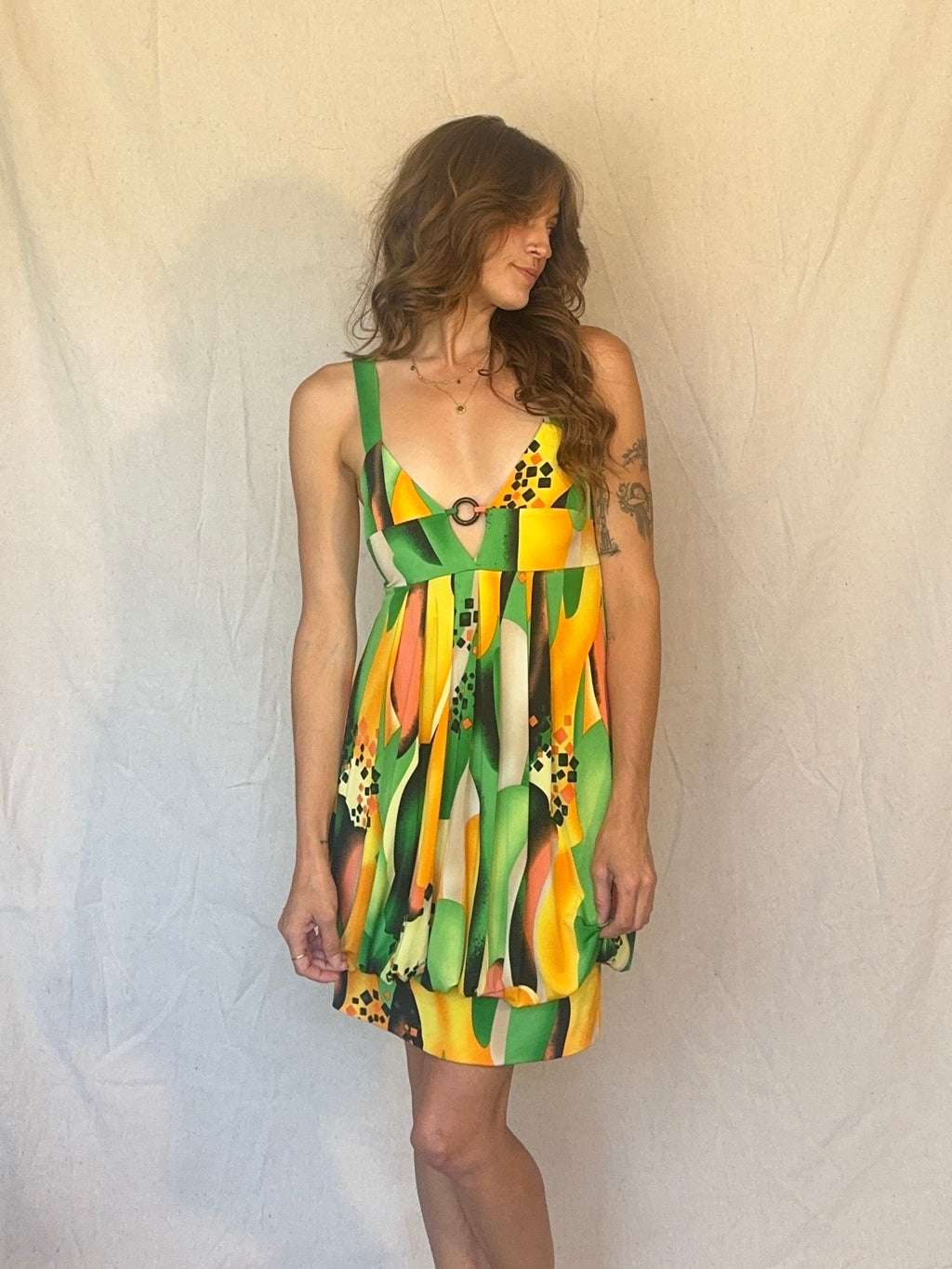 Y2K Green Mini Bubble Club Dress
