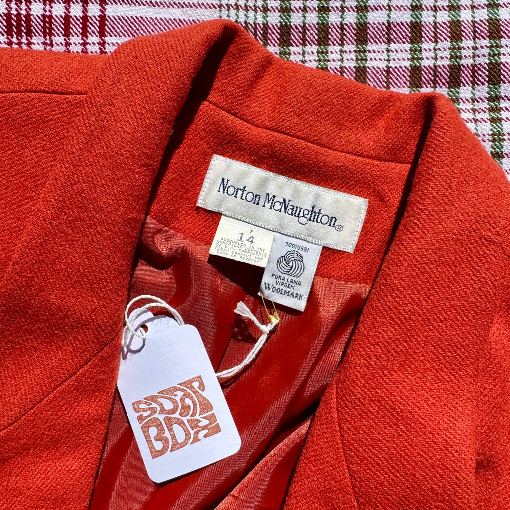 90s Burnt Orange Wool Blazer