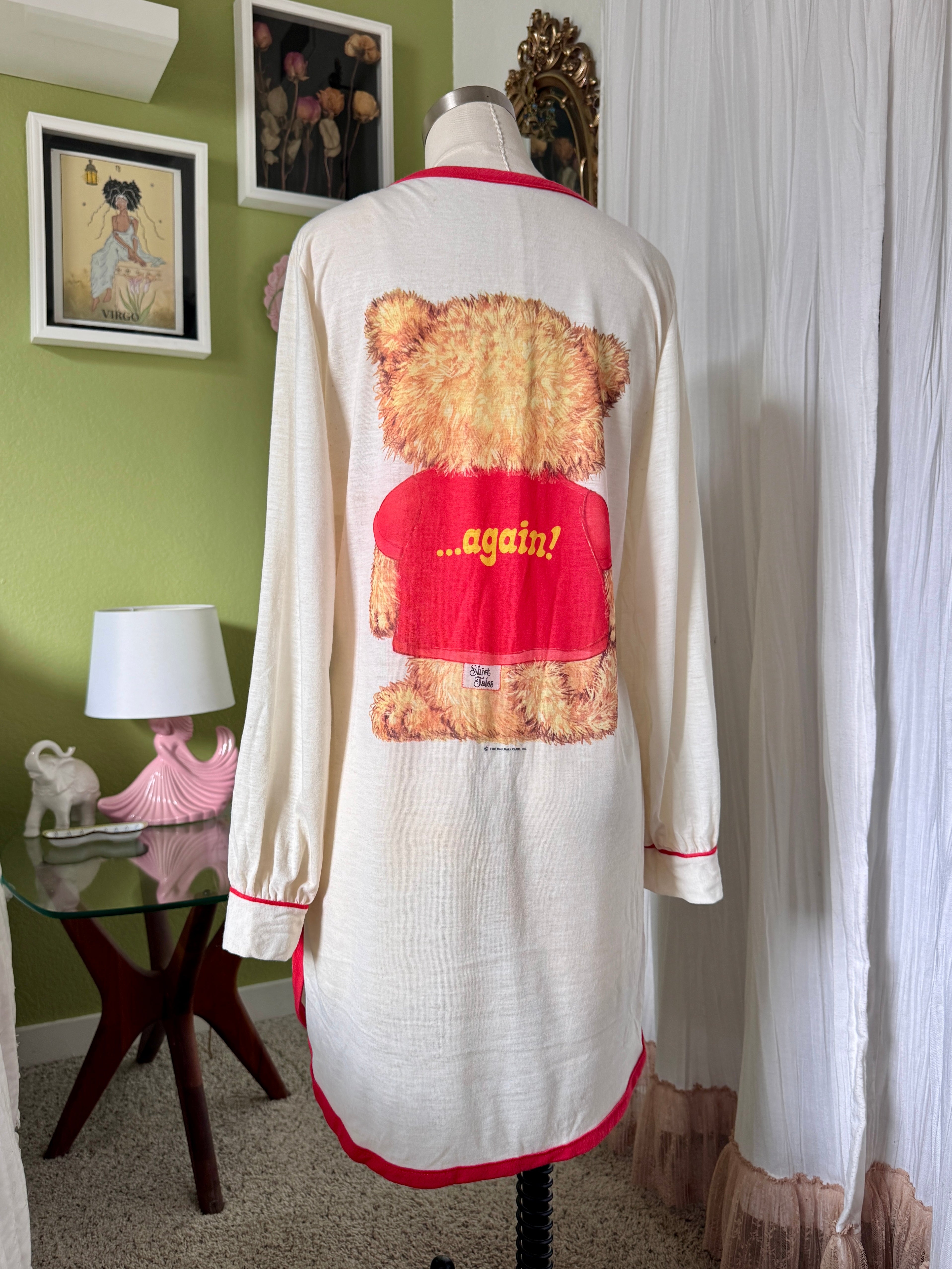 80s Soft Cuddle Me Teddy Bear T-Shirt Dress
