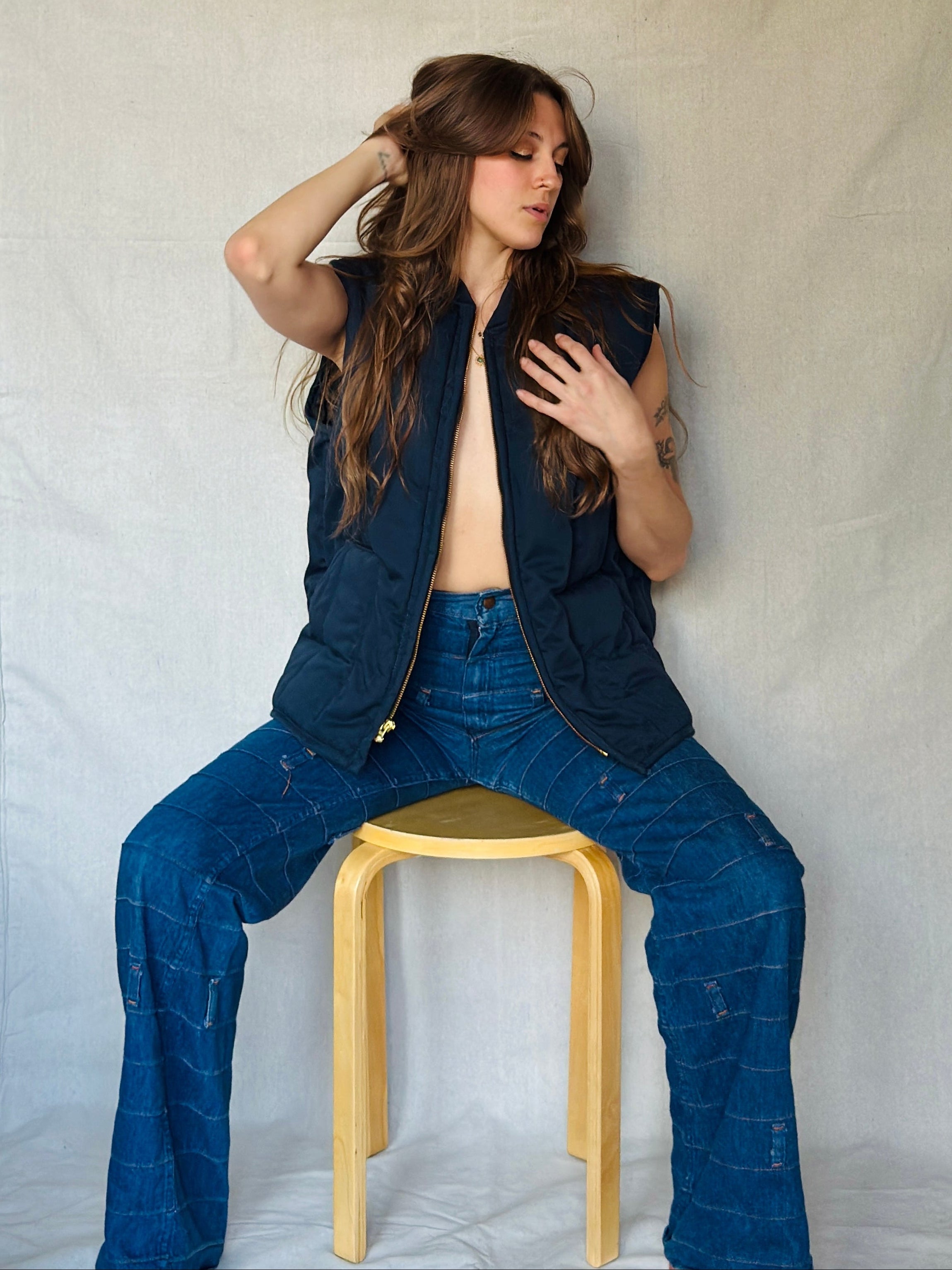 Navy Quilted Workwear Vest (Modern)