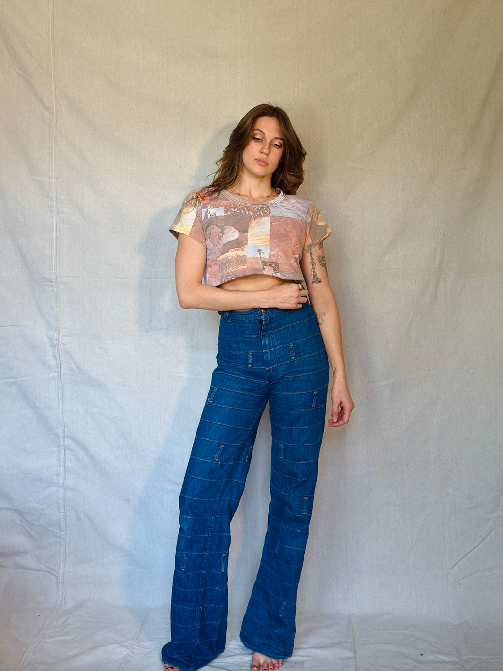 70s Faded Screenprint Collage Graphic Tee