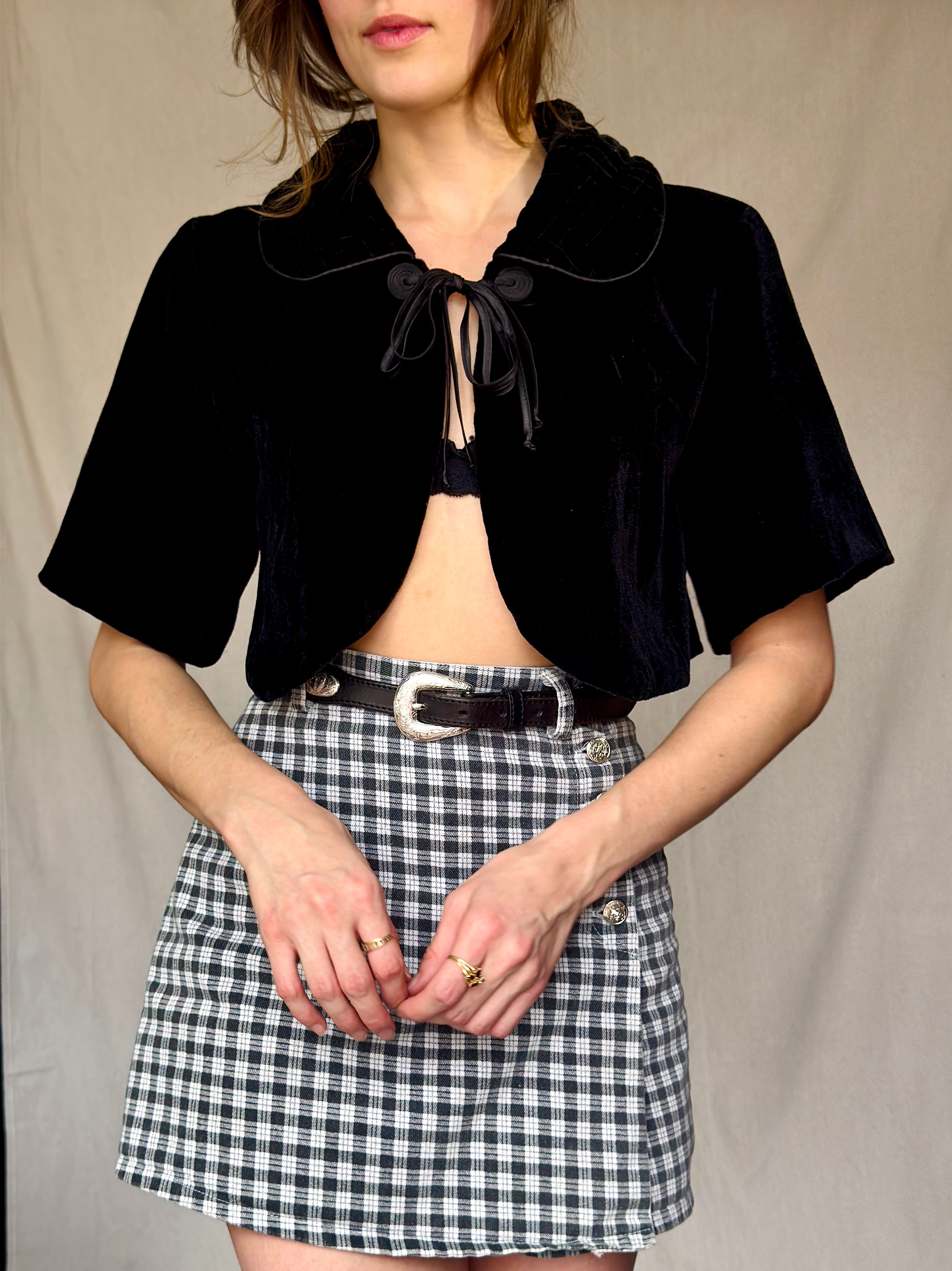 90s Black Velvet Bed Jacket