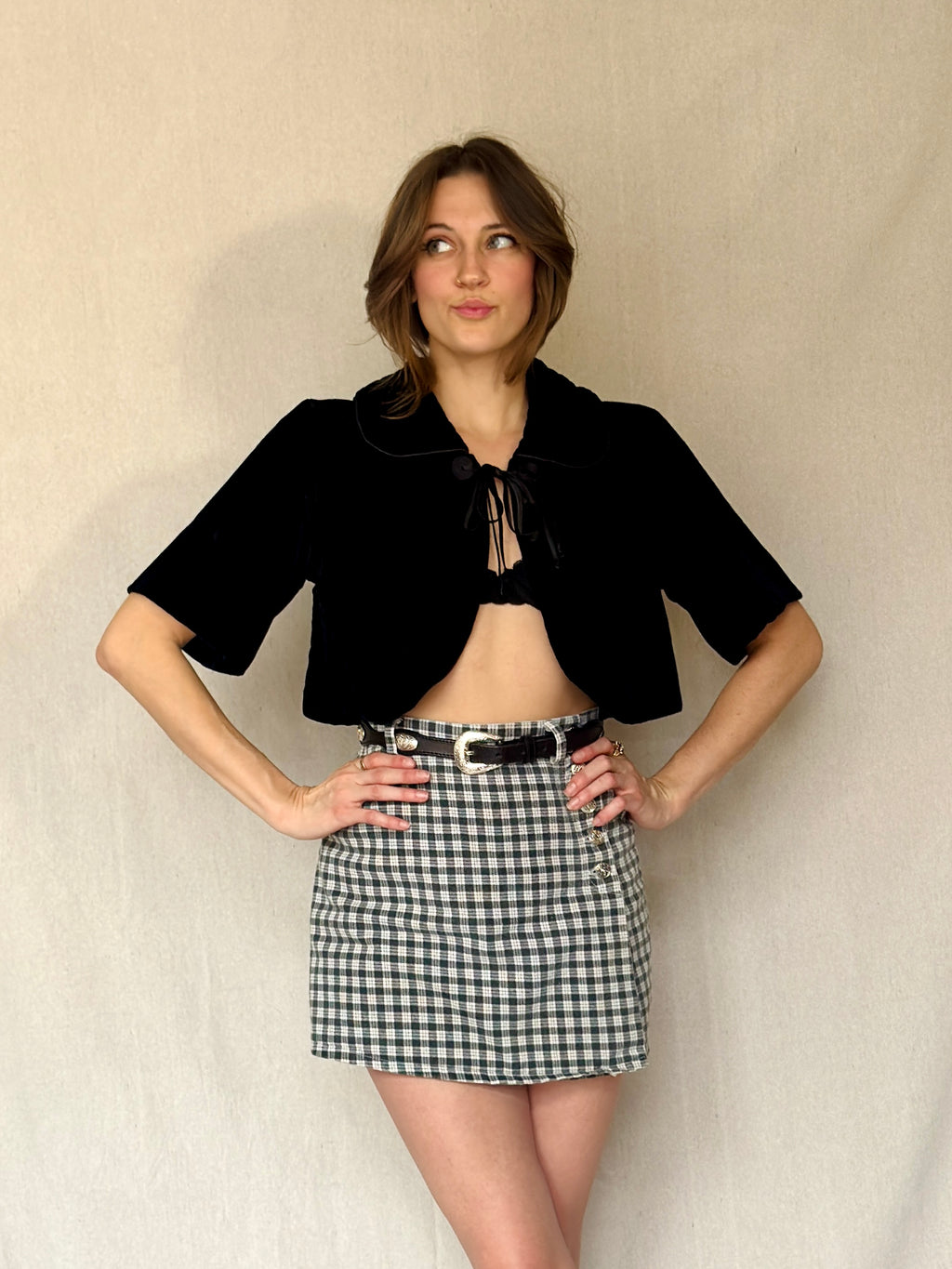 90s Black Velvet Bed Jacket