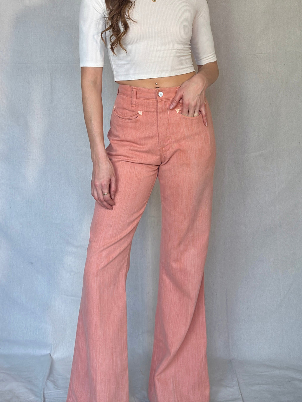 70s Peachy Bareback Bell Bottoms