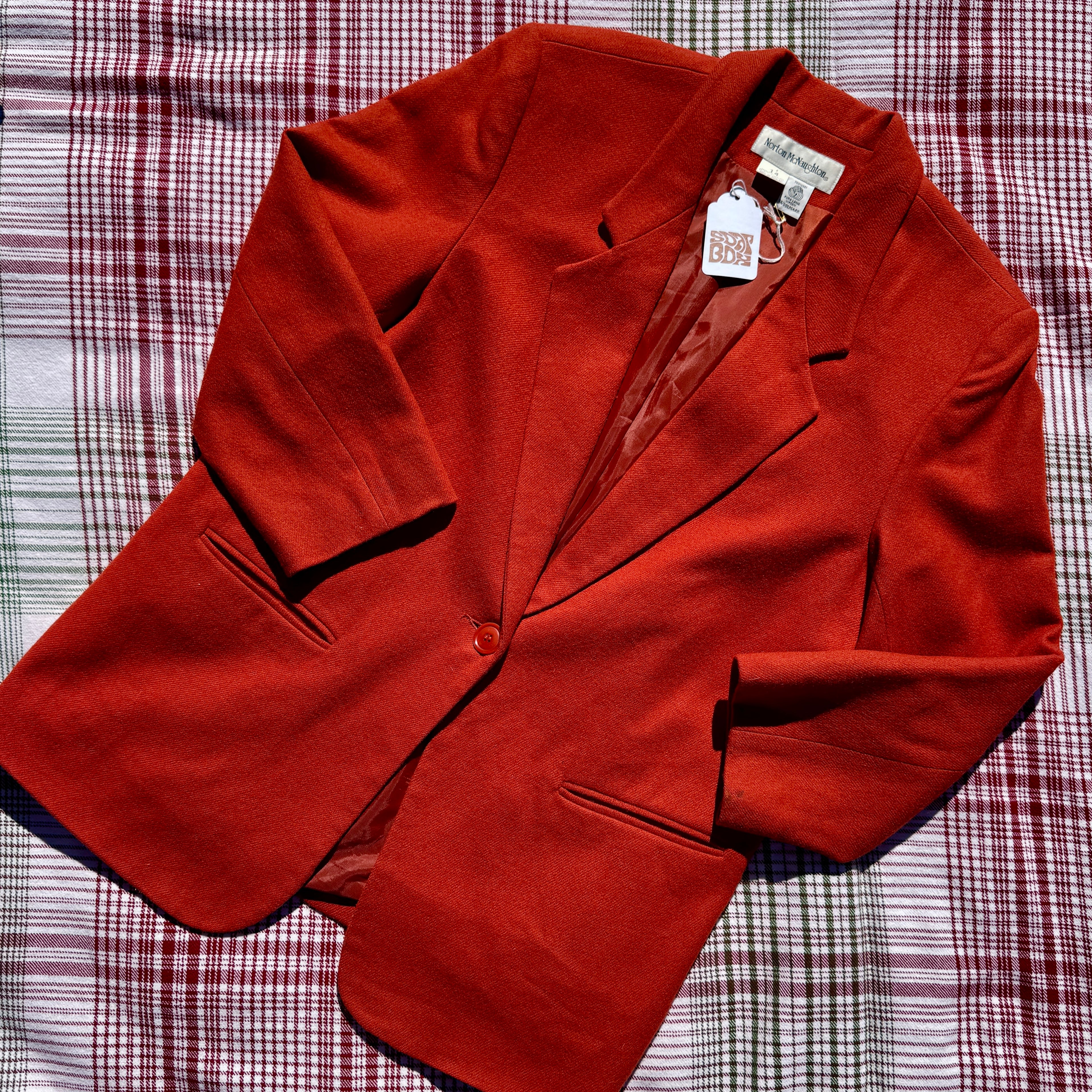 90s Burnt Orange Wool Blazer