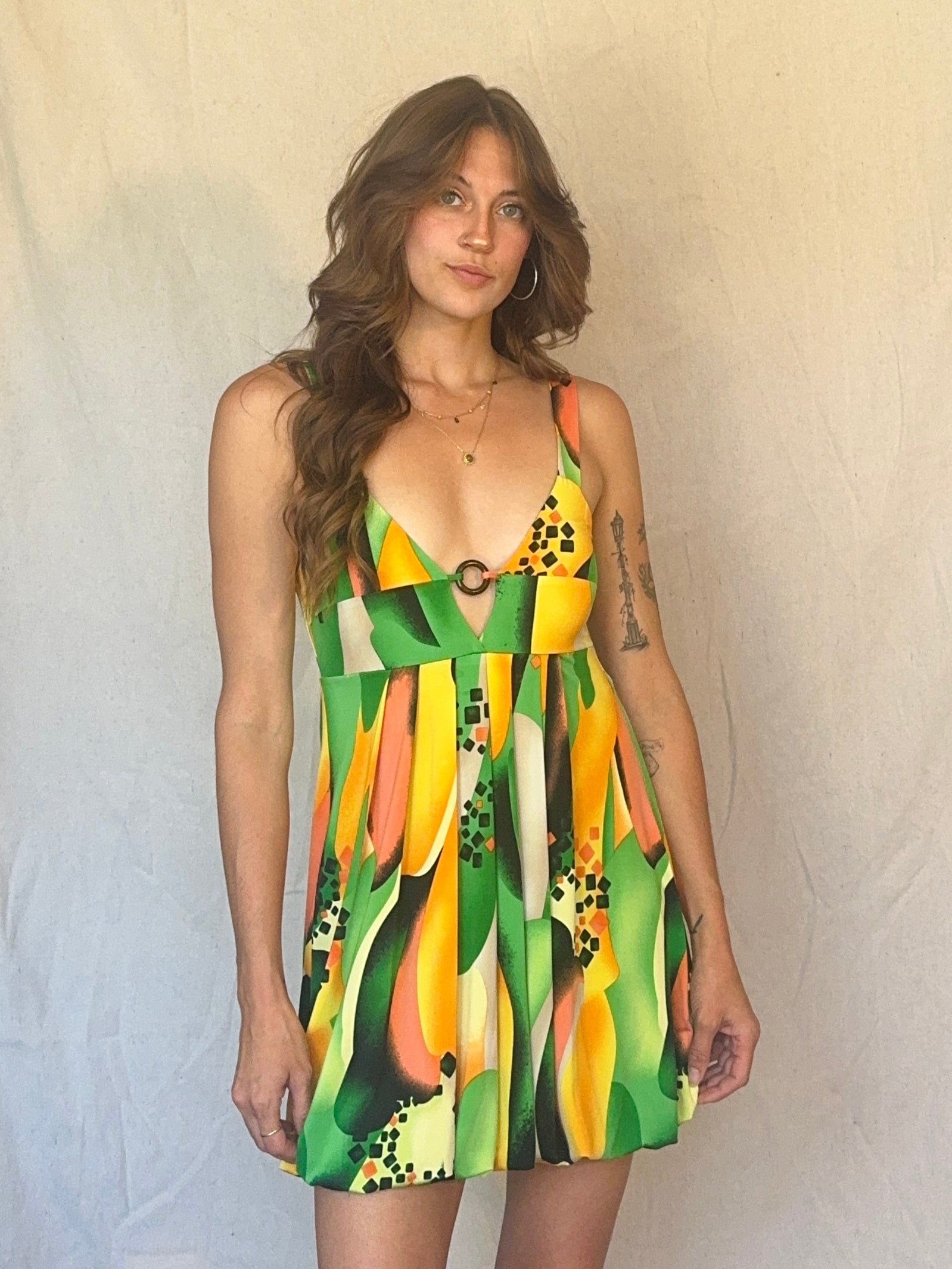 Y2K Green Mini Bubble Club Dress