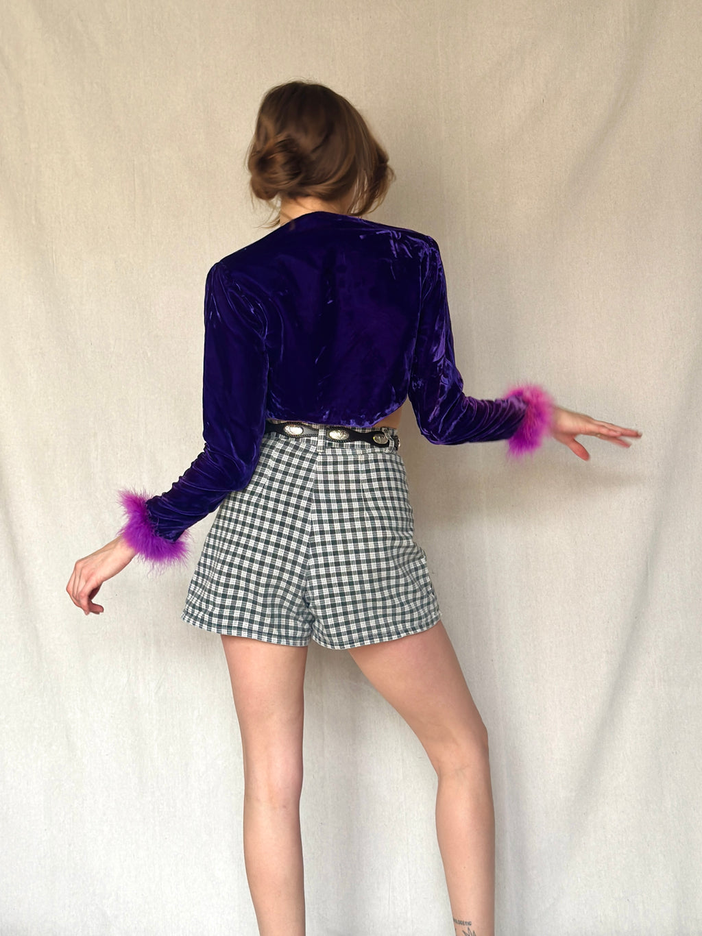 70s Purple Velvet Boa Jacket