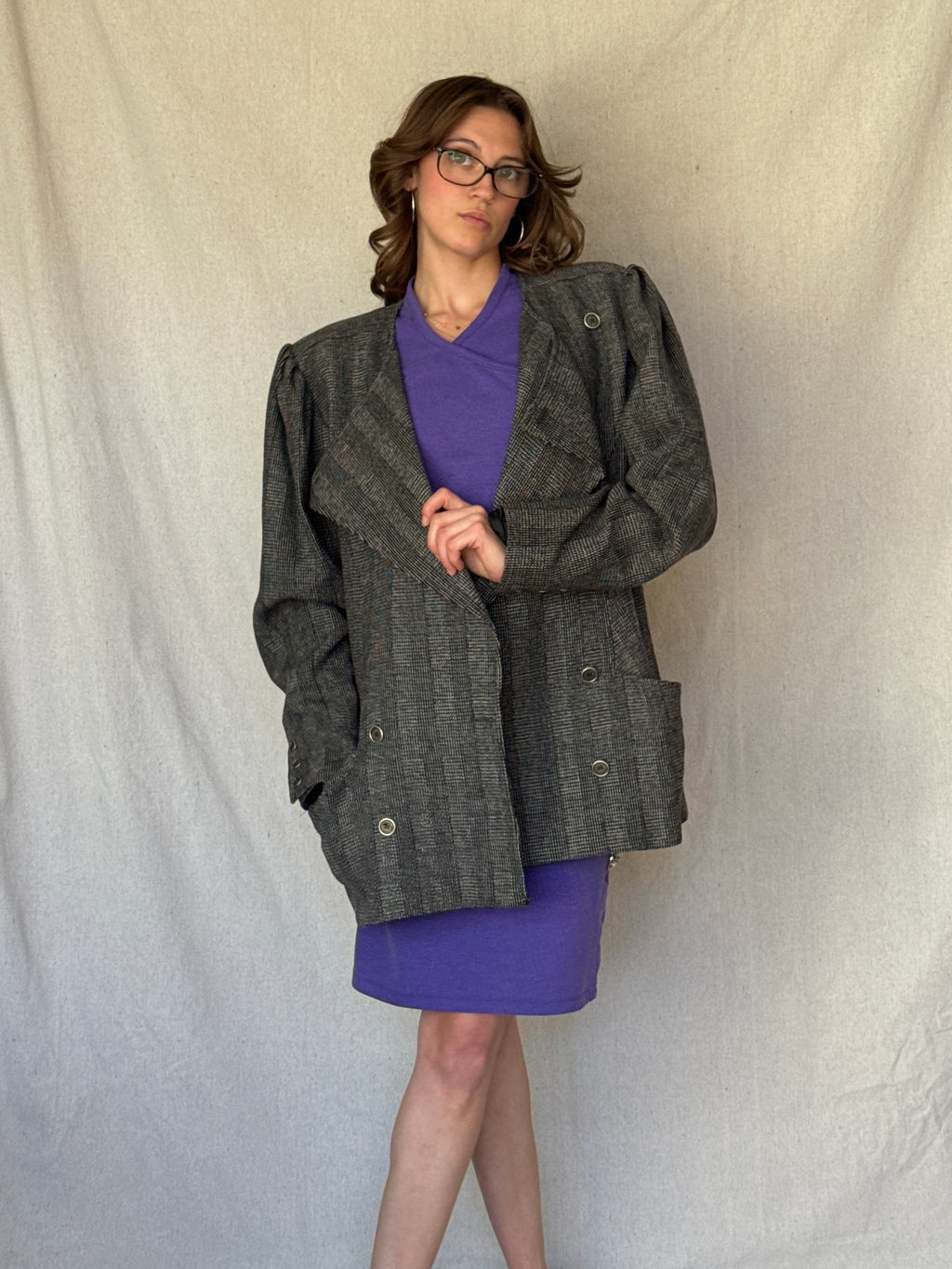80s Purple Bodycon Heart Breaker Dress