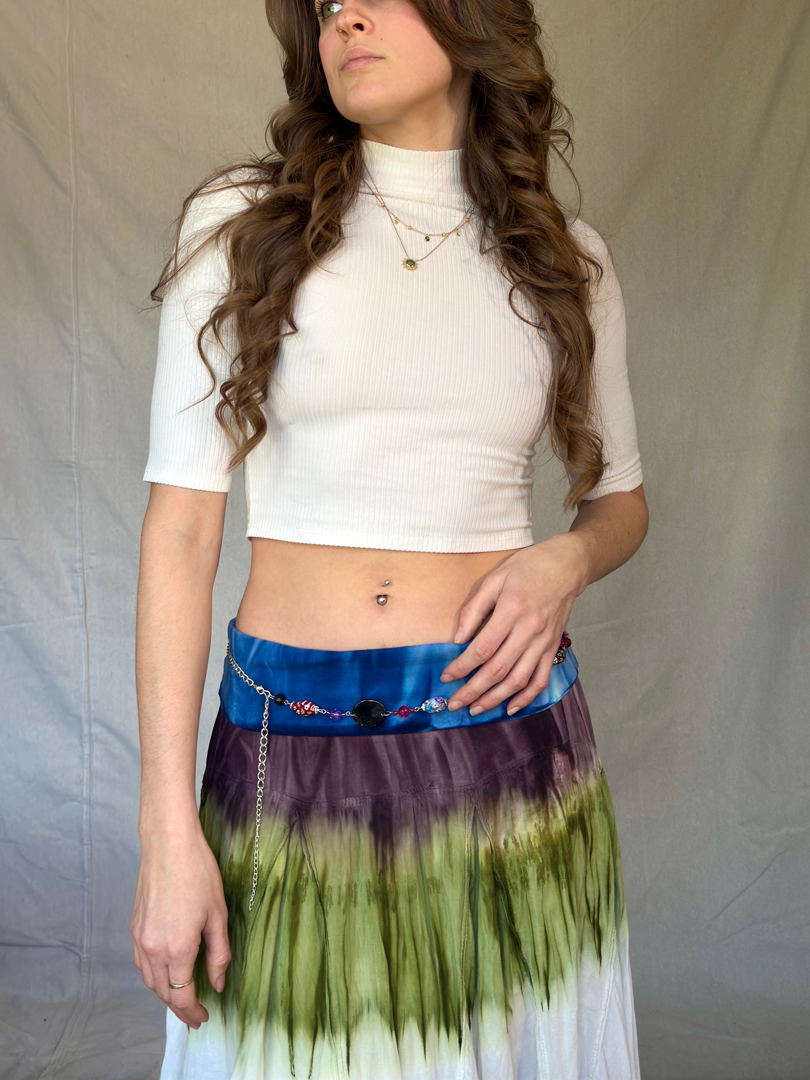 Vintage Flowy Tie Dye Midi Skirt