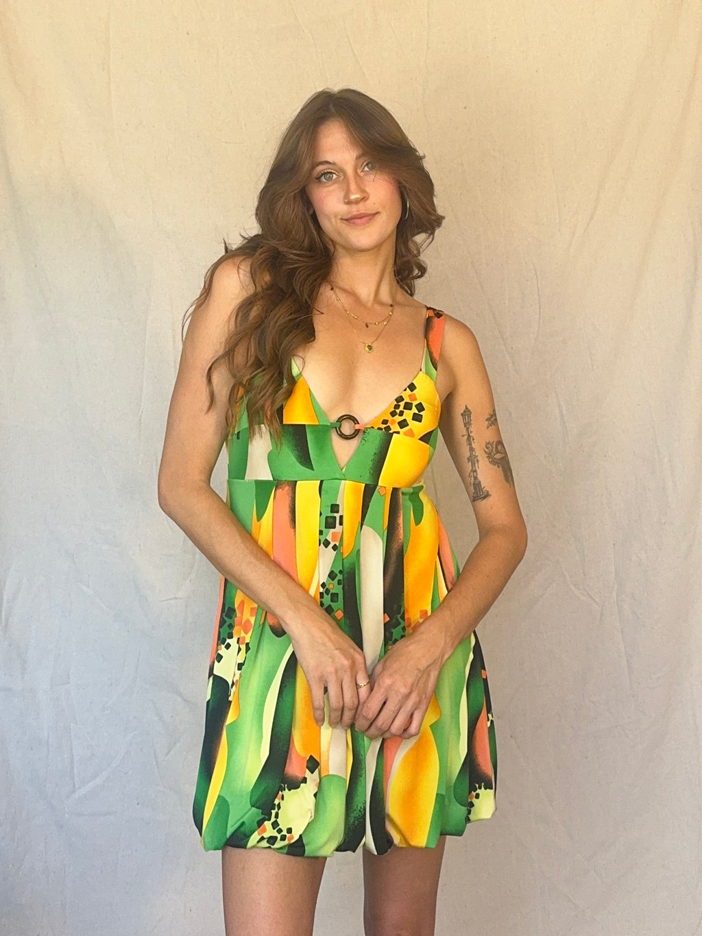 Y2K Green Mini Bubble Club Dress
