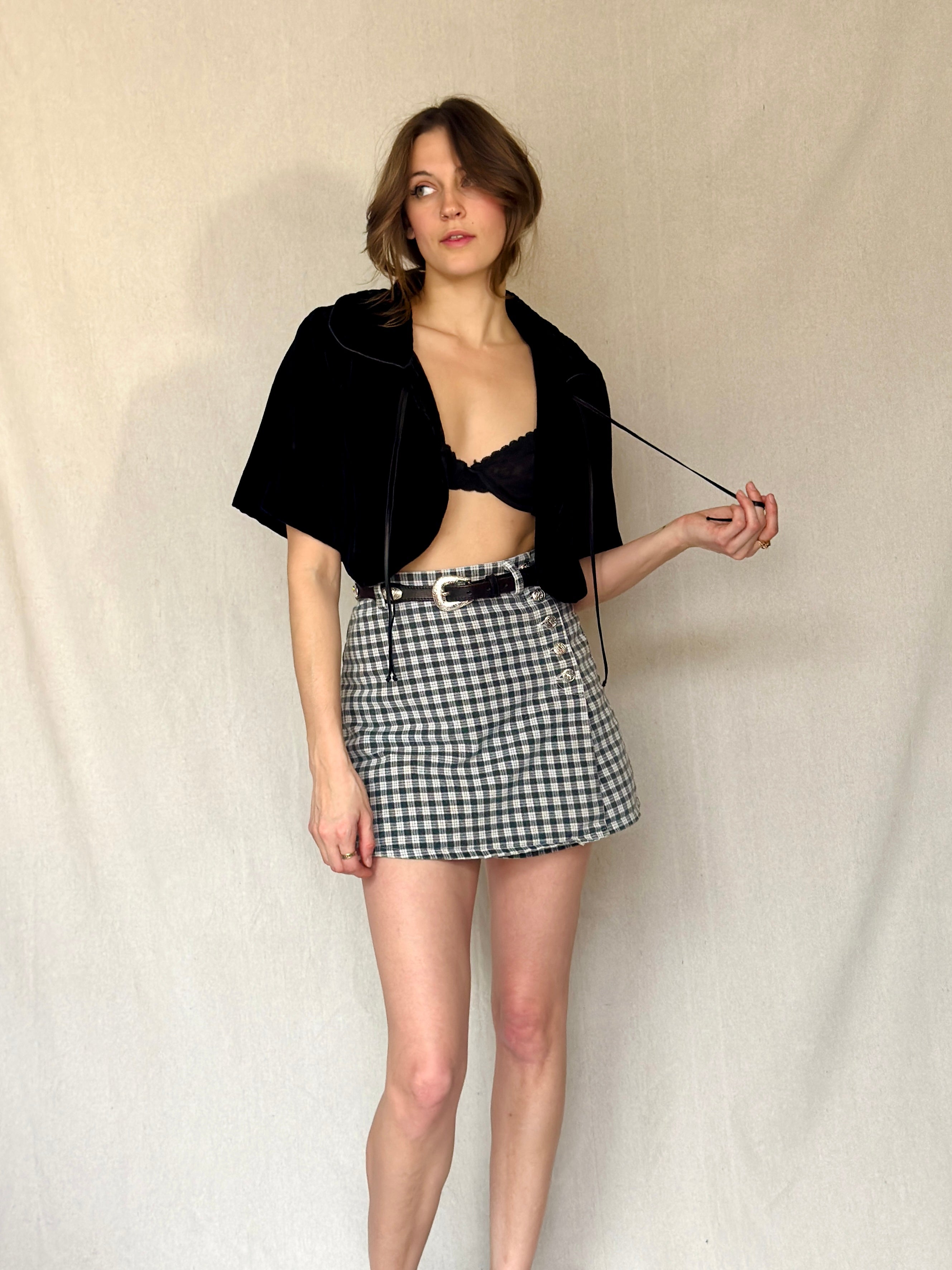 90s Black Velvet Bed Jacket