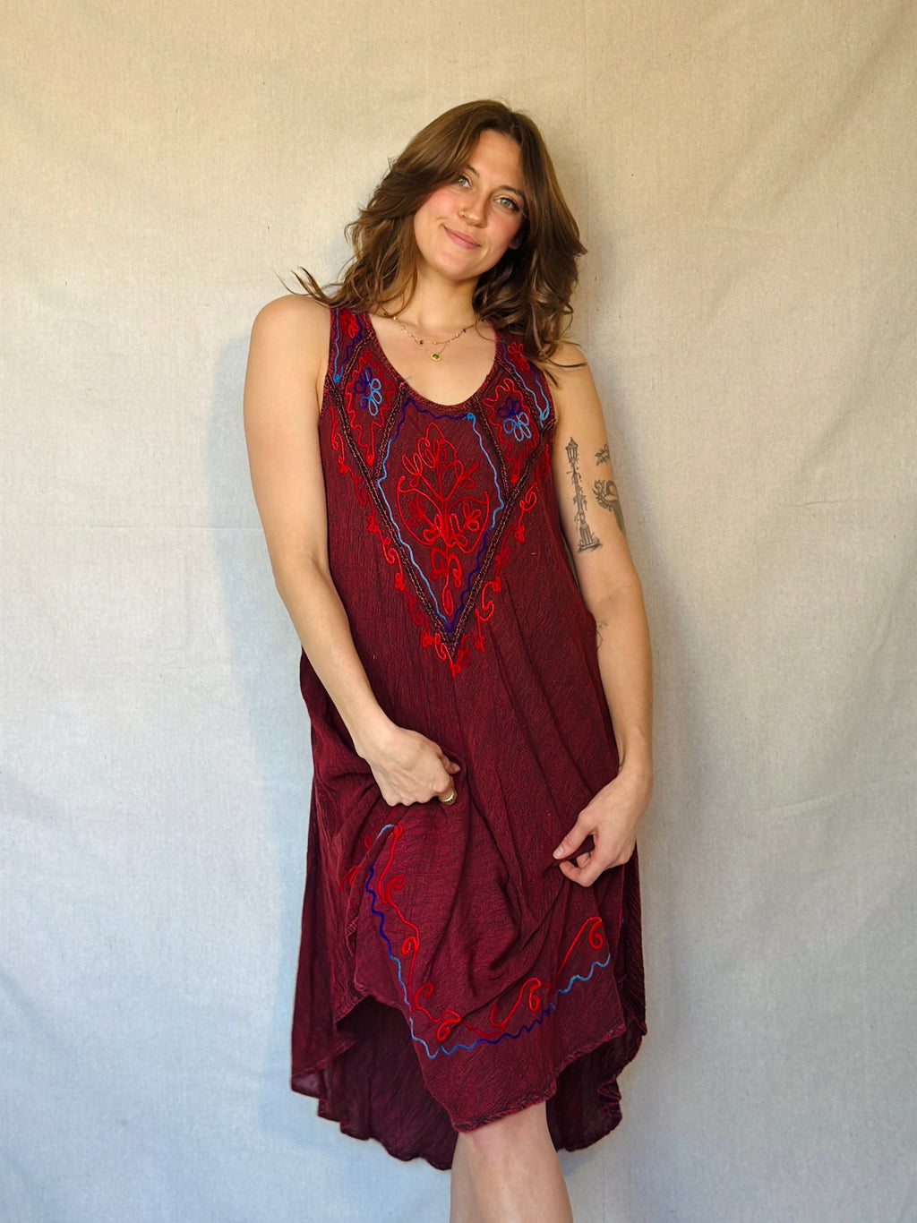 Vintage Red Embroidered Fairy Dress