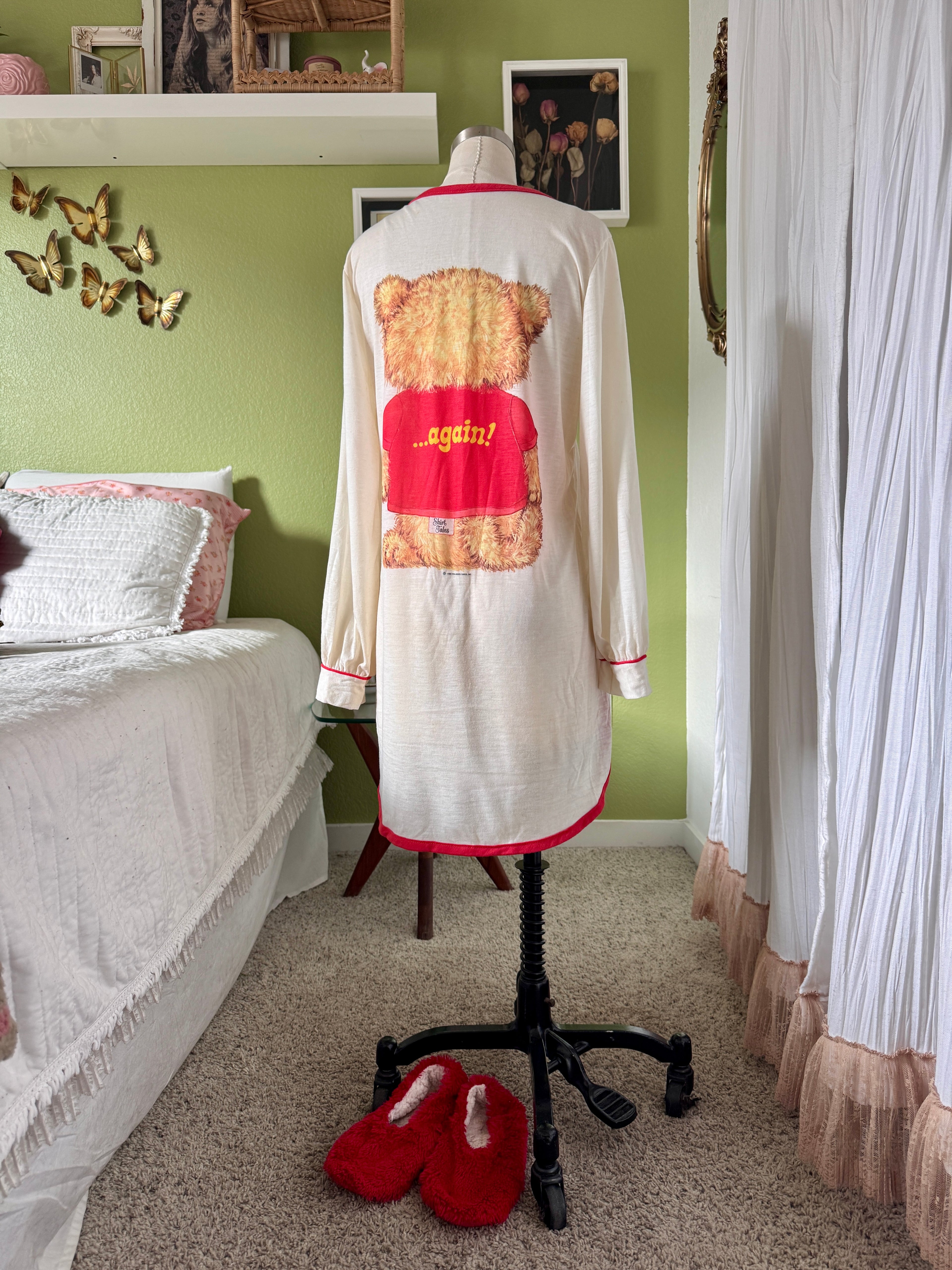 80s Soft Cuddle Me Teddy Bear T-Shirt Dress