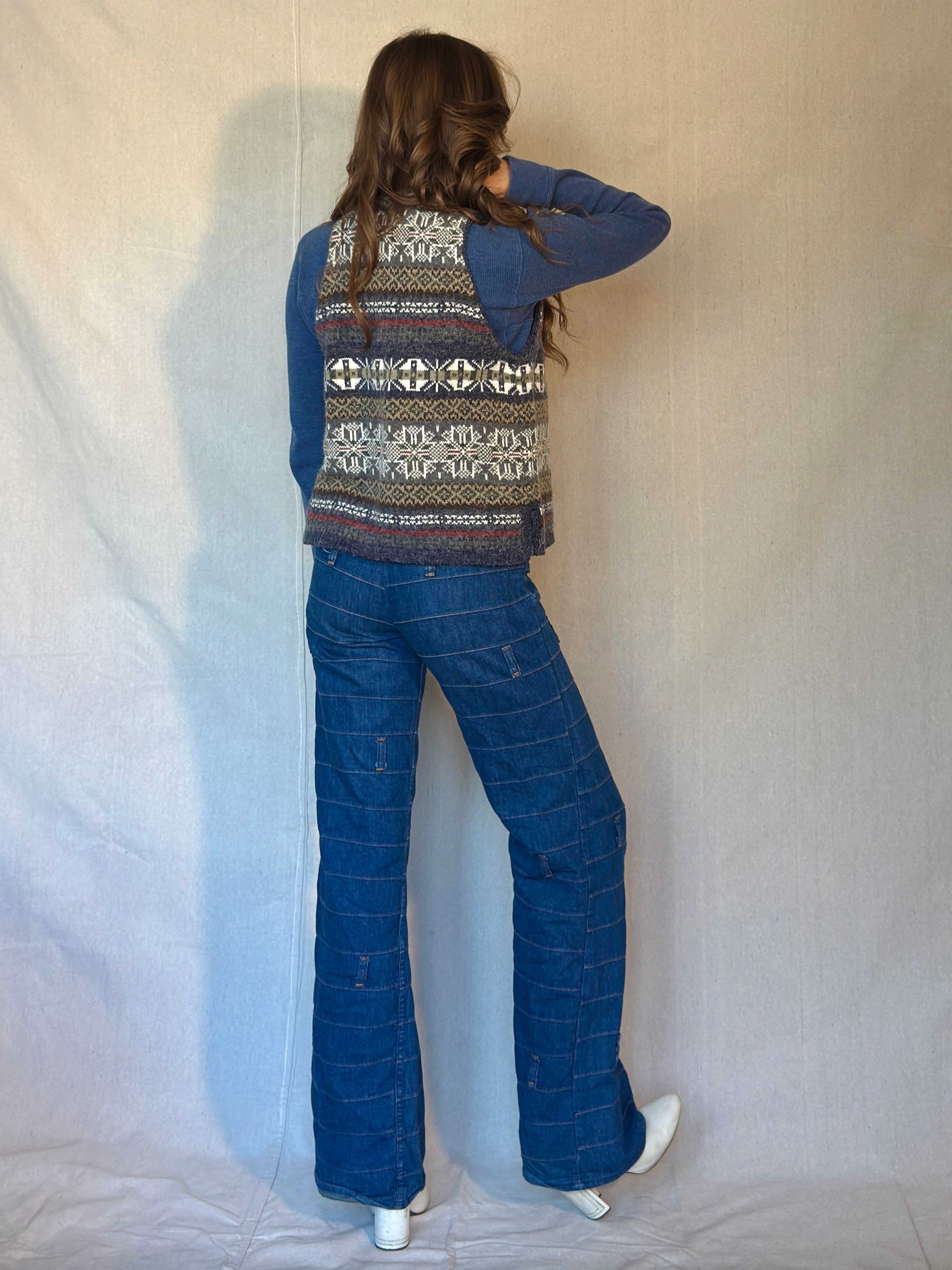 80s Fuzzy Button Up Sweater Vest