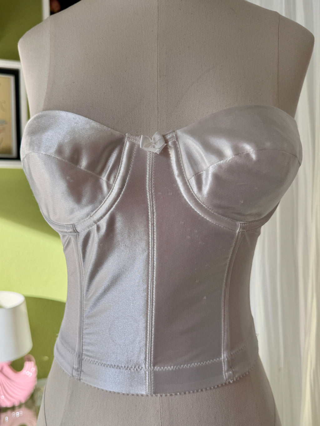 90s White Satin Bustier