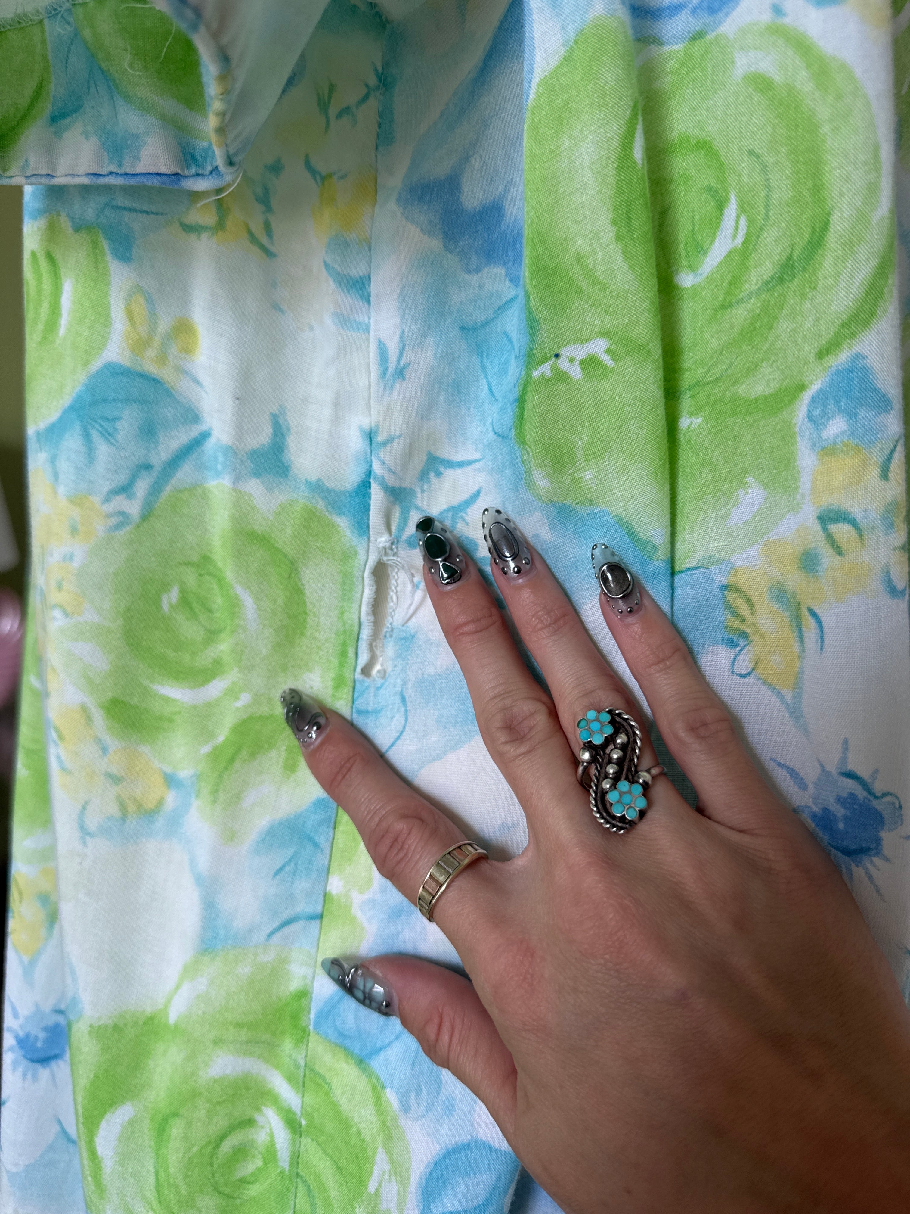 60s Floral Button Up Housecoat