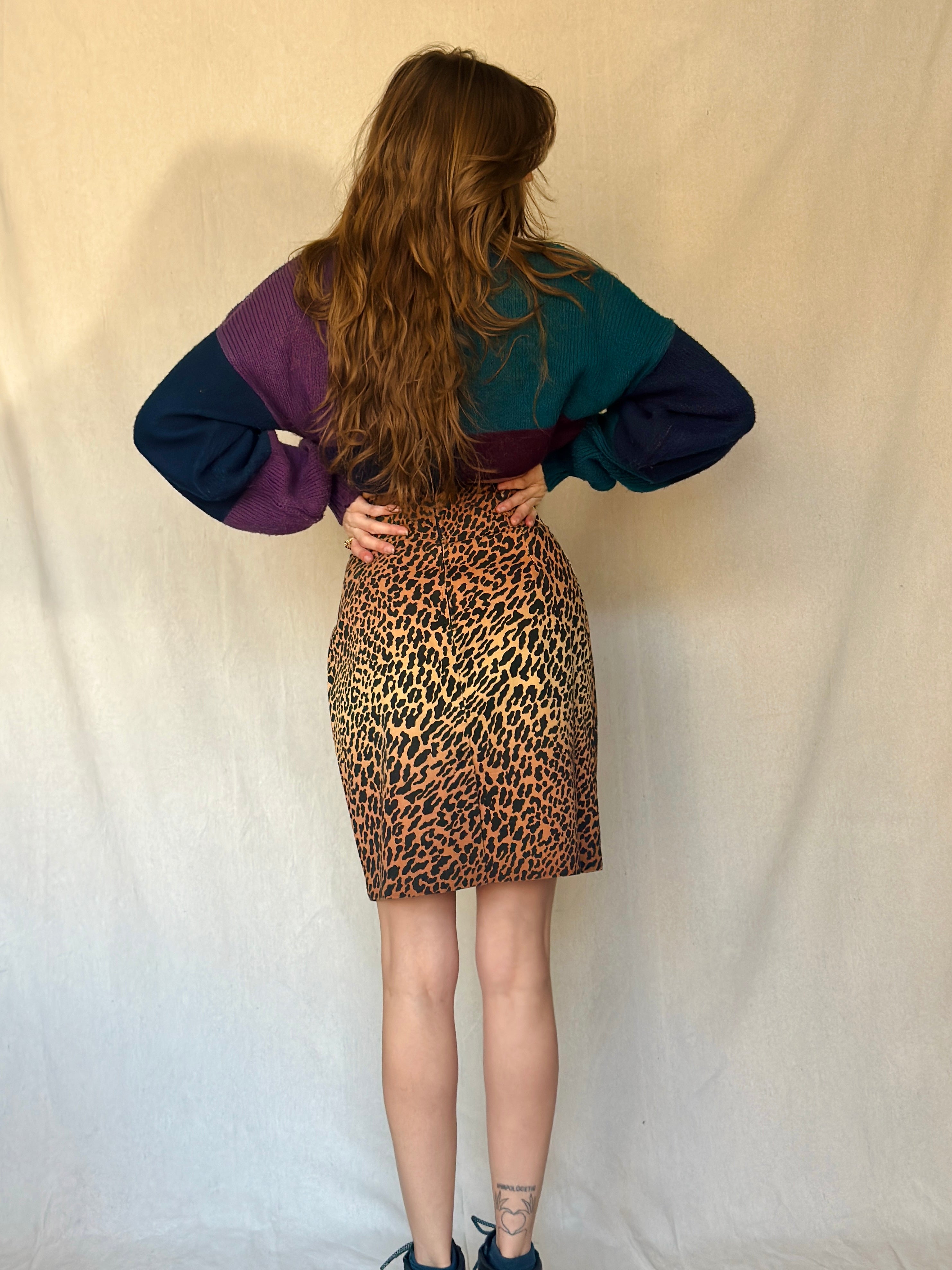 80s High Waisted Cheetah Skirt