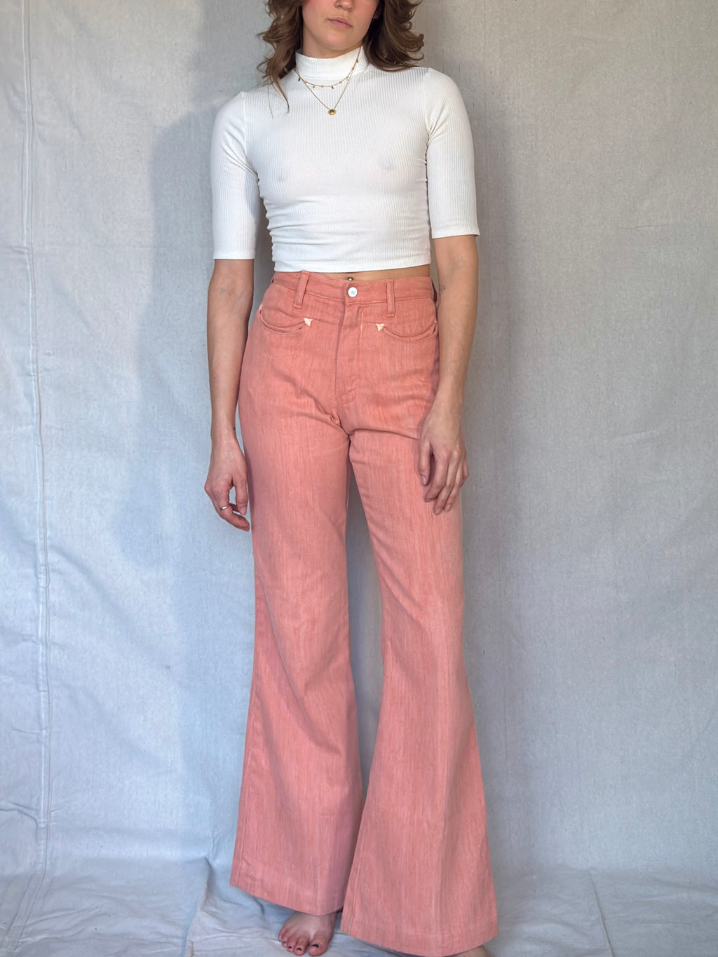 70s Peachy Bareback Bell Bottoms