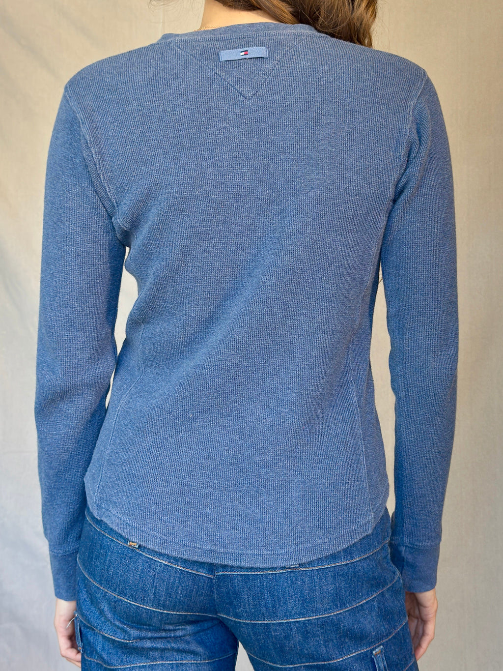 Y2K Tommy Hilfiger Blue Henley Tee