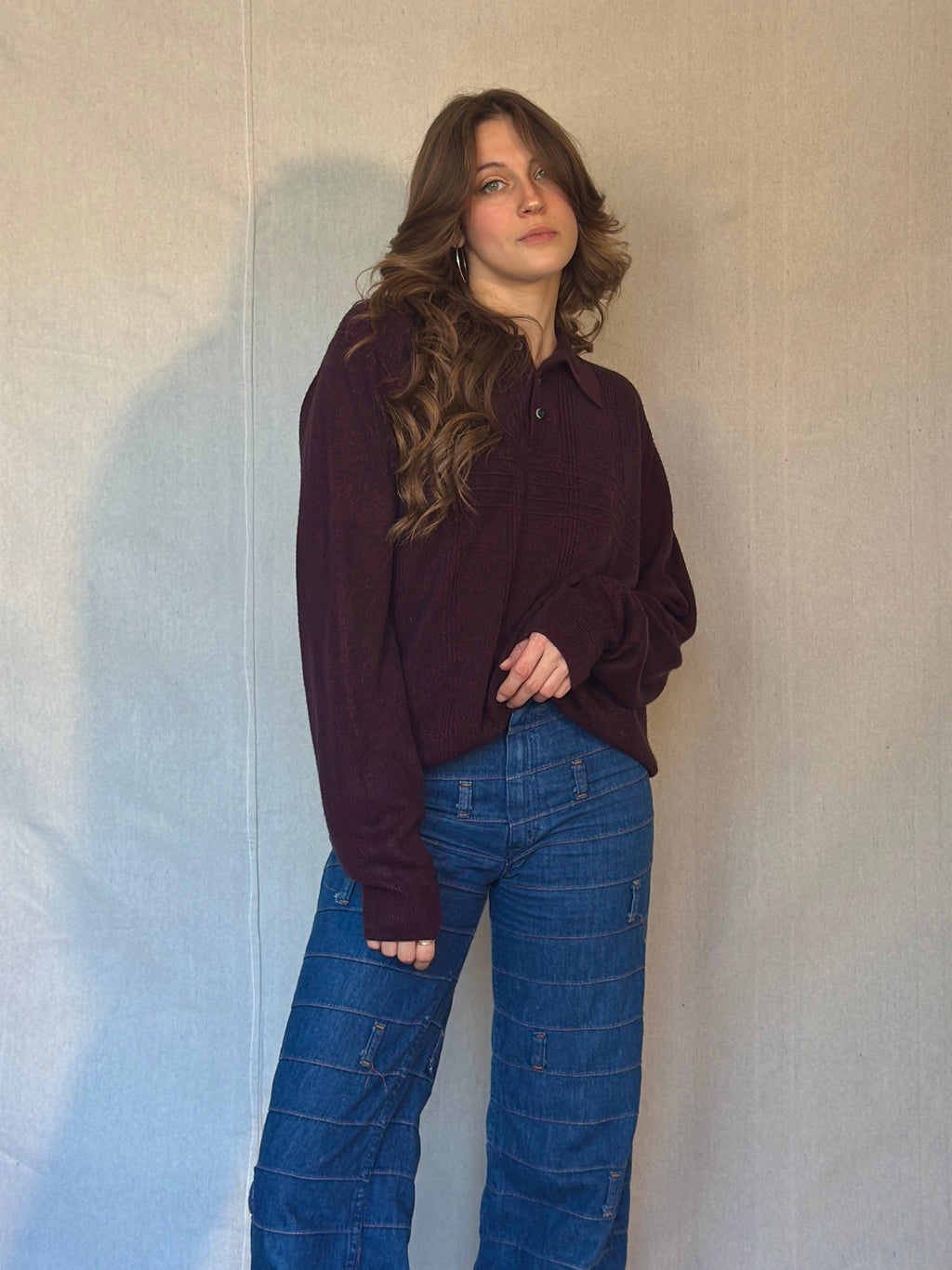 Dark Burgundy Collared Sweater (Modern)