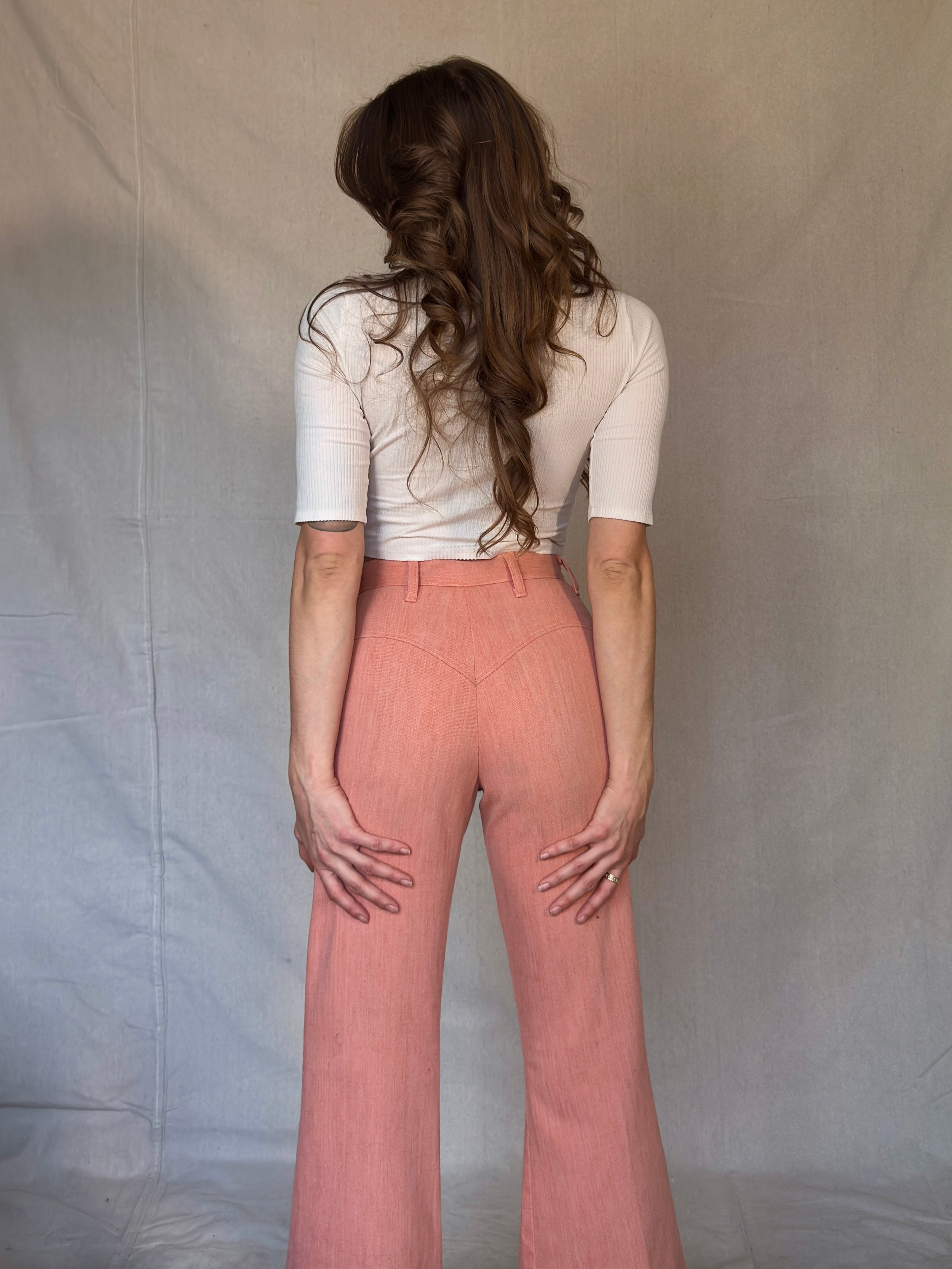 70s Peachy Bareback Bell Bottoms