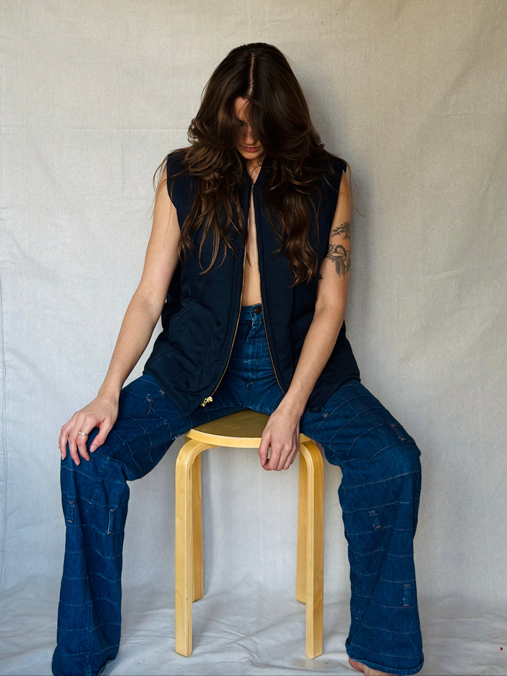 Navy Quilted Workwear Vest (Modern)