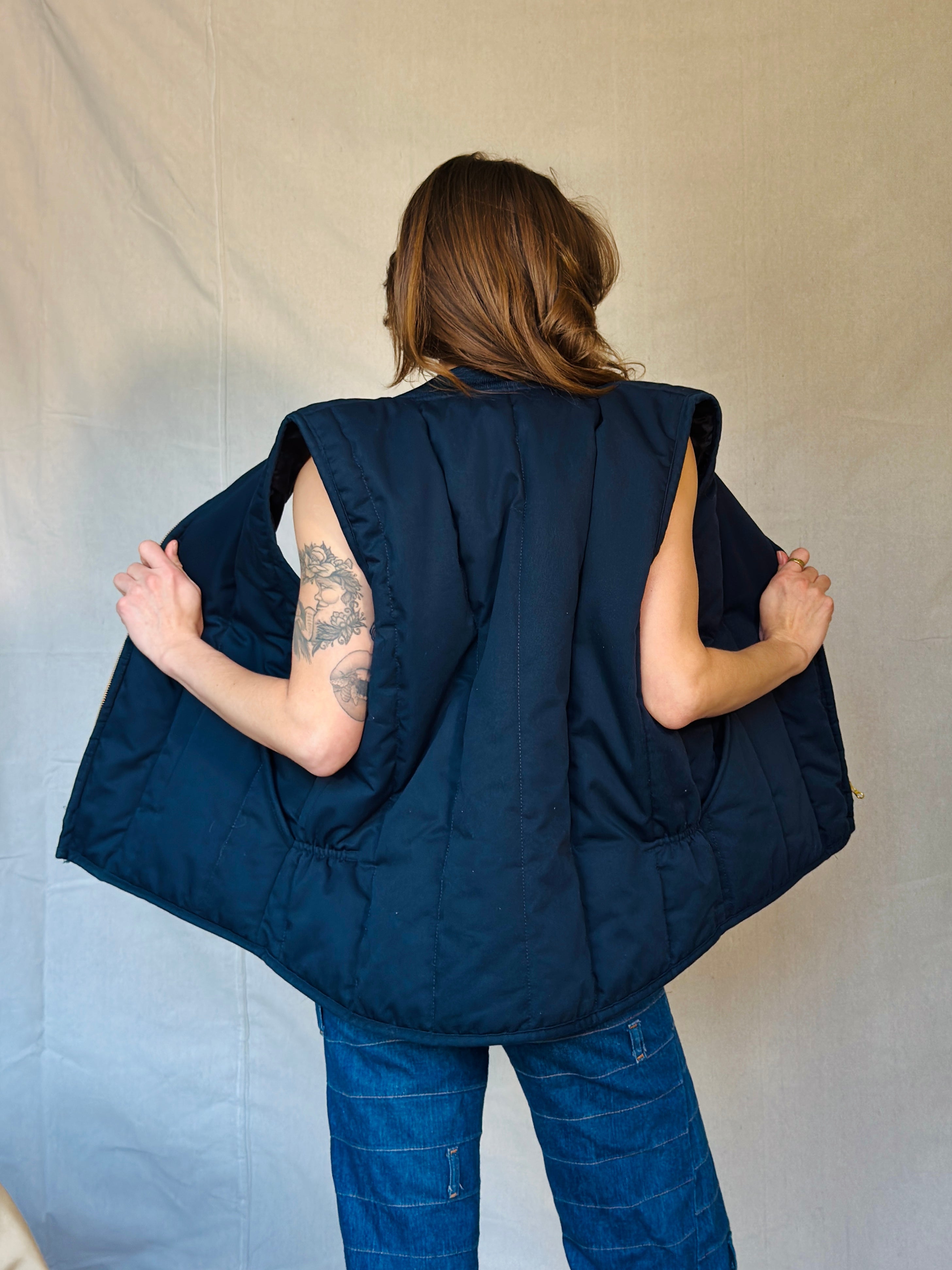 Navy Quilted Workwear Vest (Modern)
