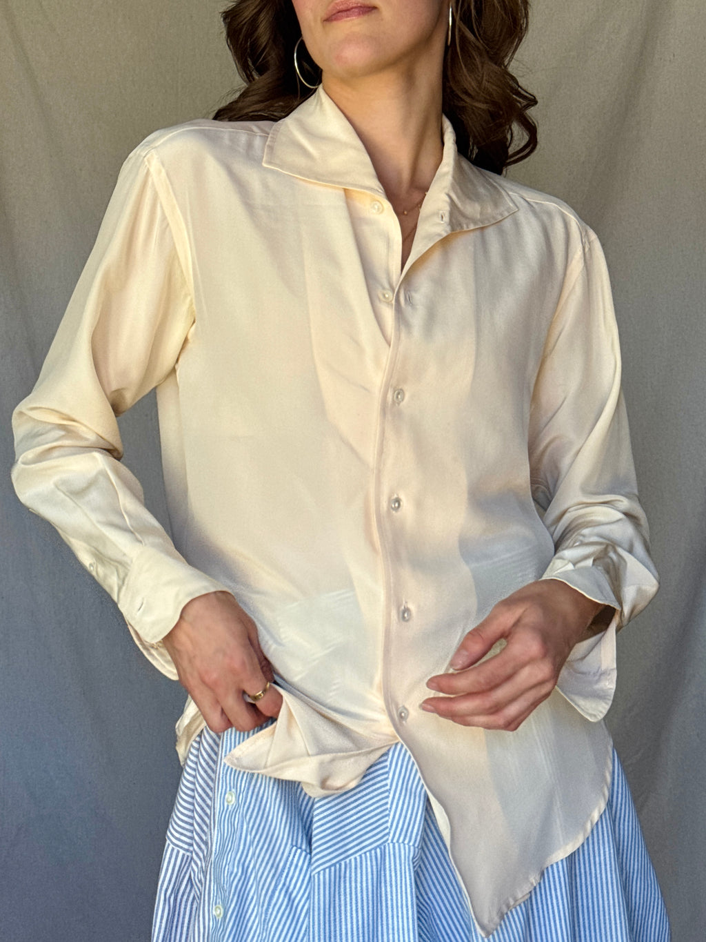 90s Ralph Lauren Cream Silk Blouse
