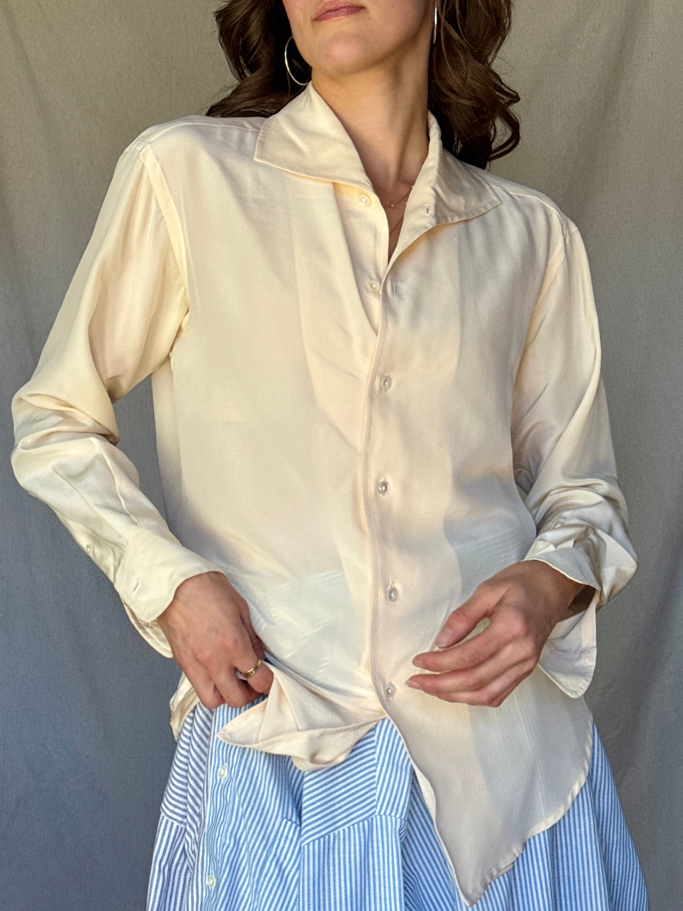 90s Ralph Lauren Cream Silk Blouse
