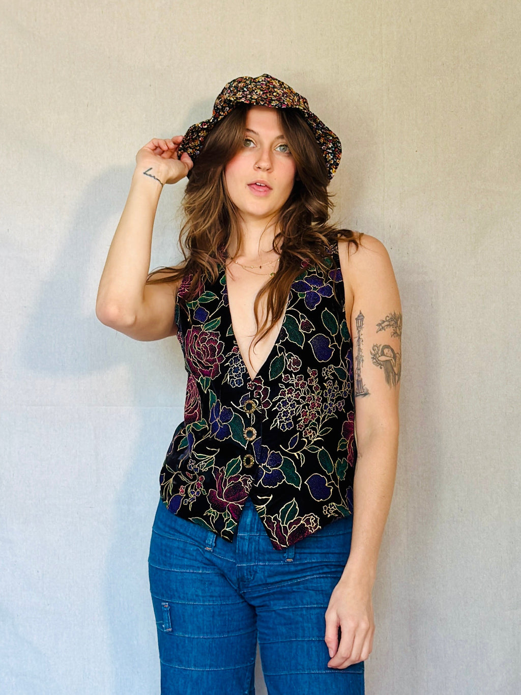 Corduroy Micro Floral Bucket Hat (Modern)