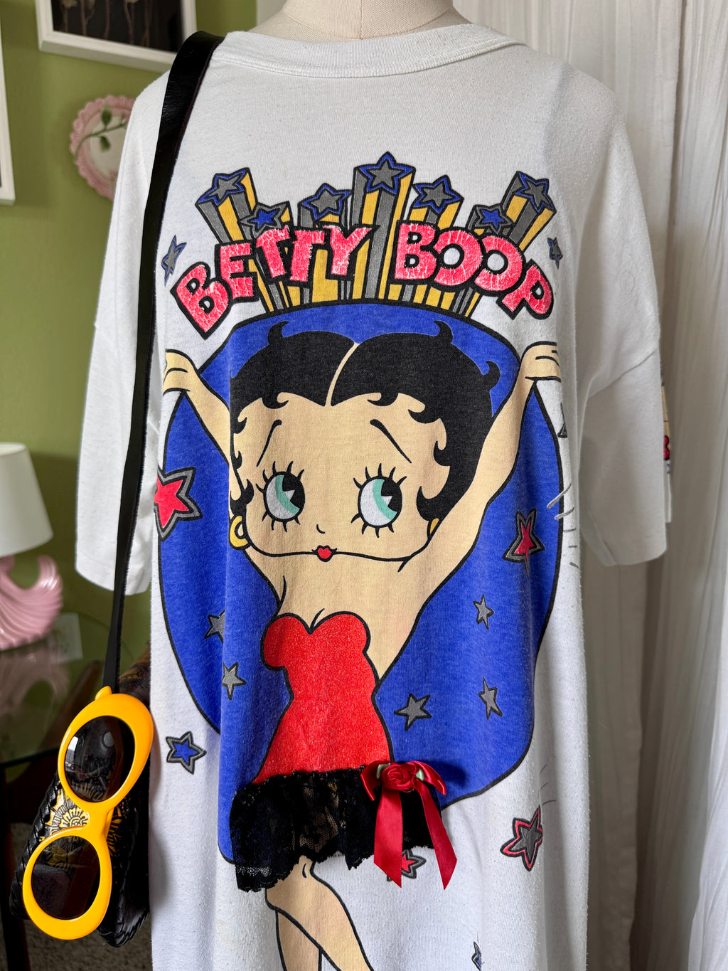 90s Betty Boop Stars & Garter T-shirt Dress