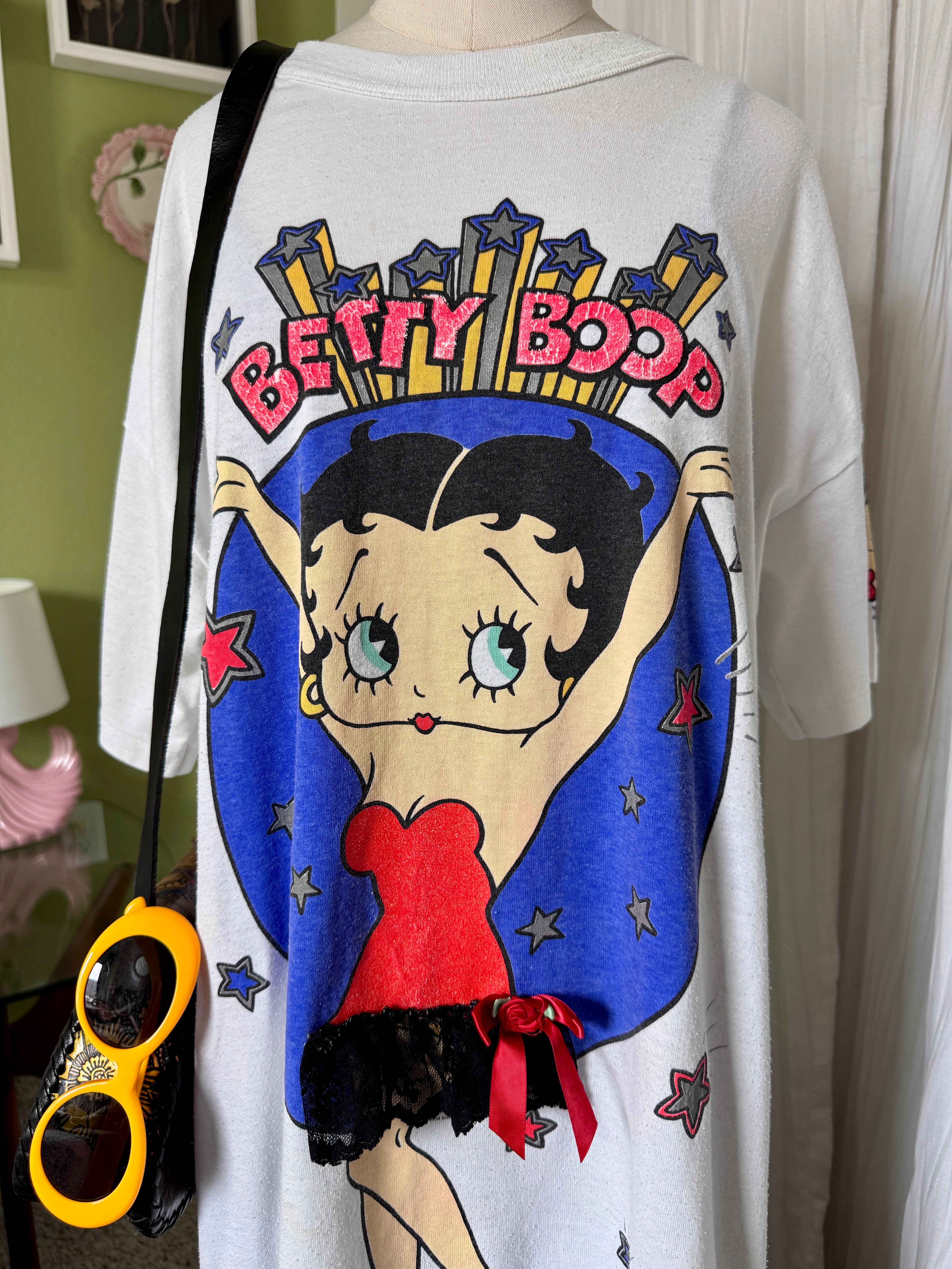 90s Betty Boop Stars & Garter T-shirt Dress