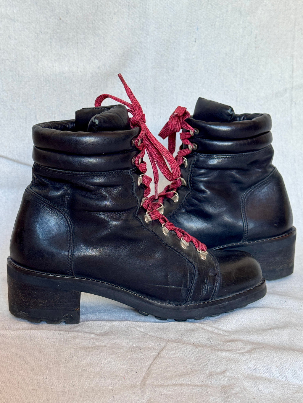 90s Nine West Black Leather Lace Up Combat Boots
