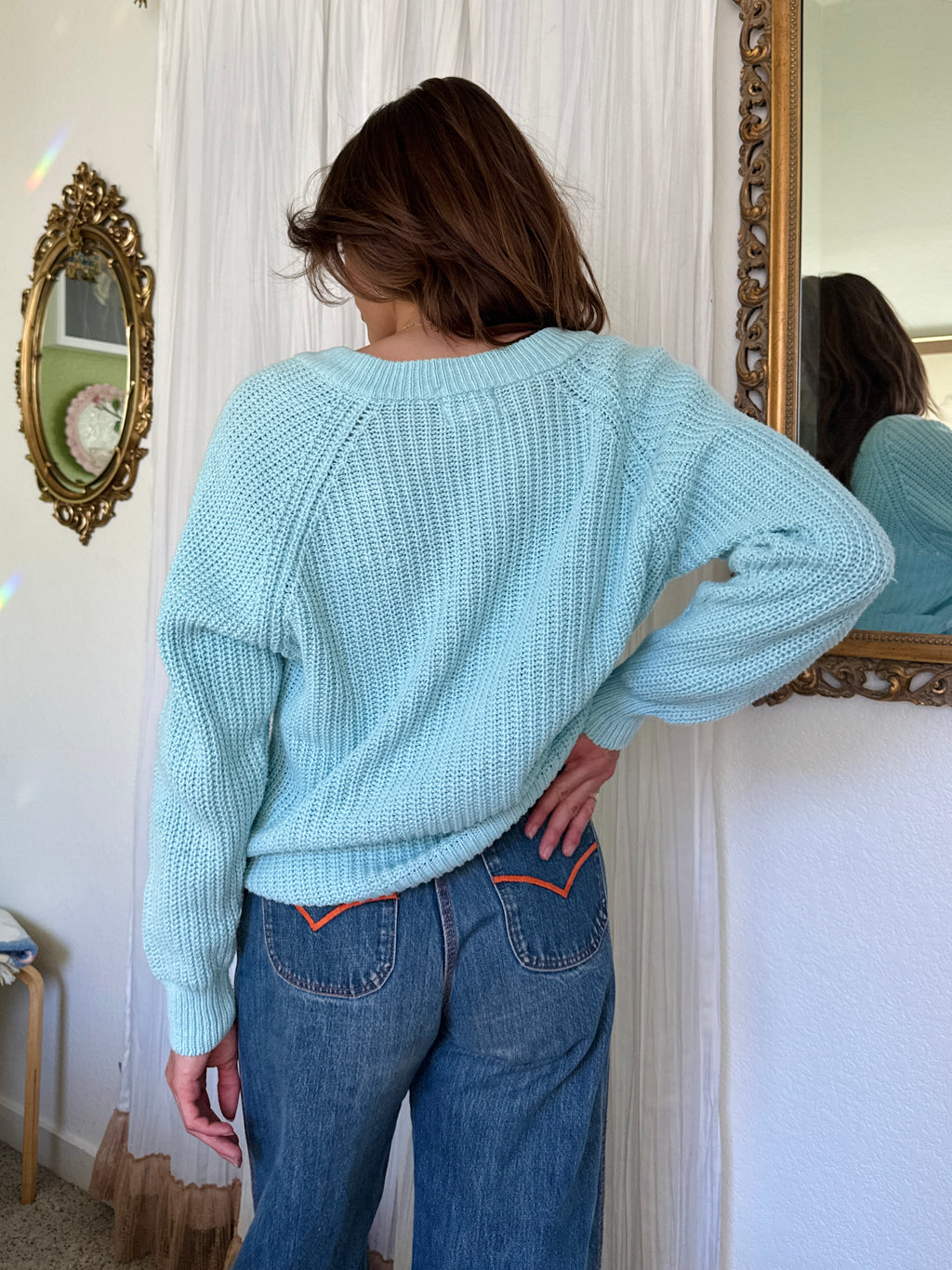 80s Cotton Candy Blue Knit Sweater