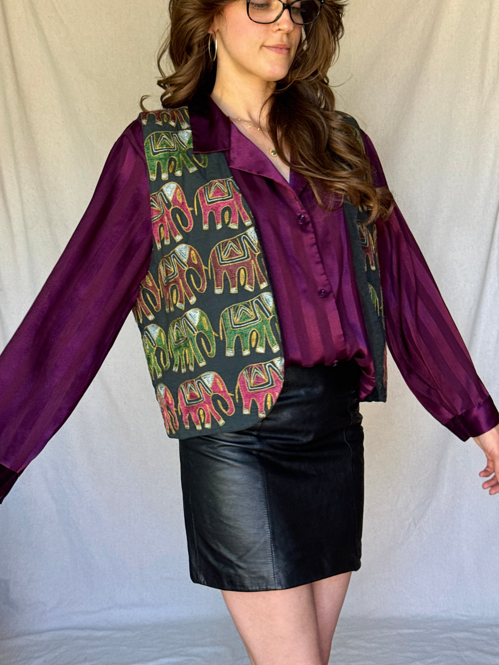 70s Indian Cotton Elephant Embroidered Vest