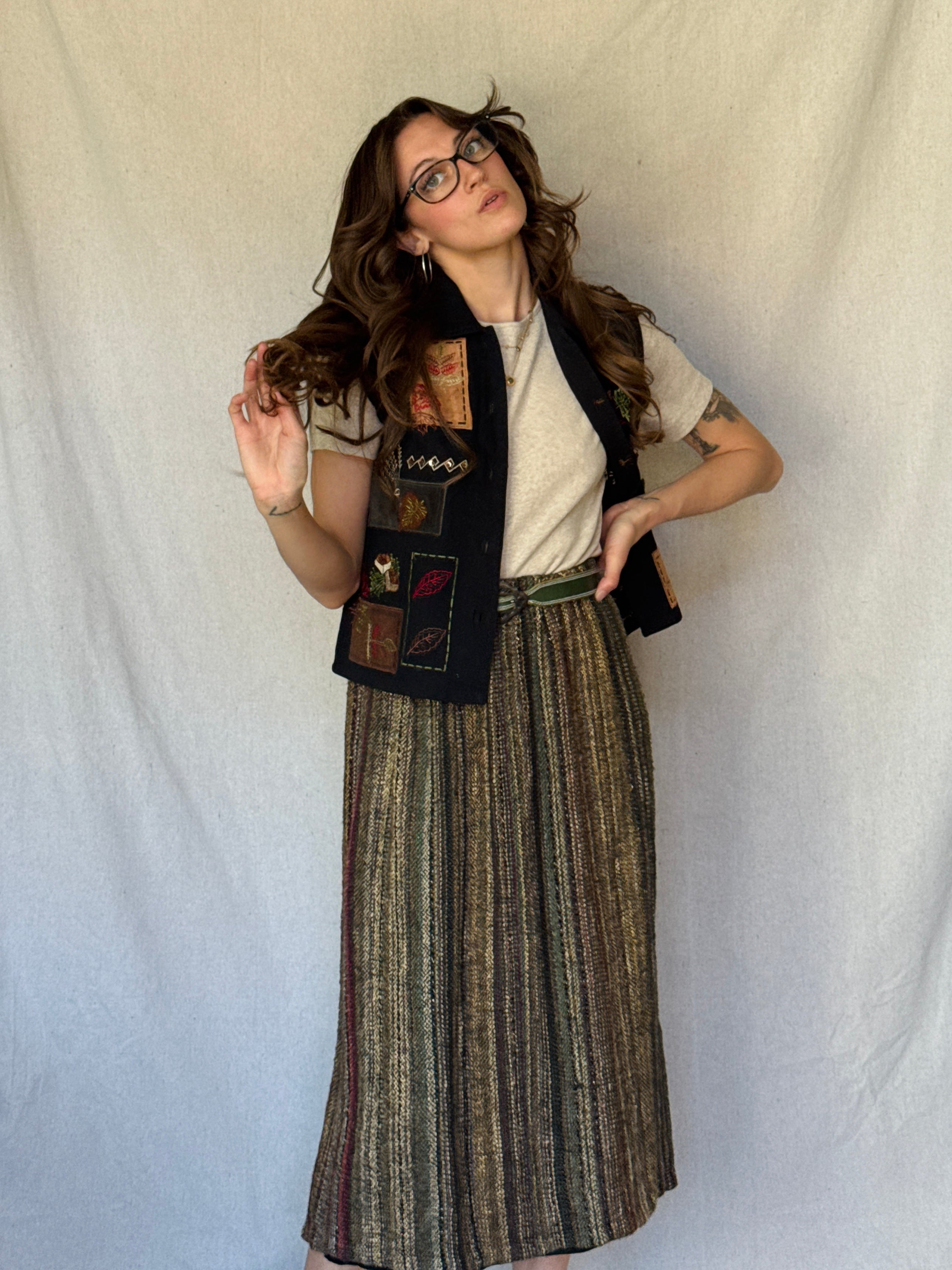 90s Black Fall Patchwork Vest