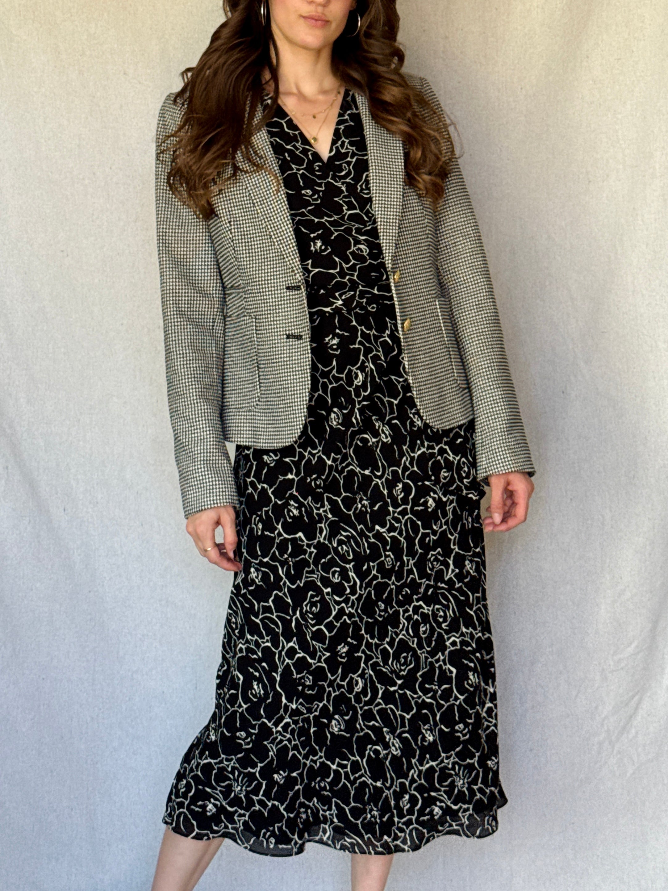 Black & White Houndstooth Cotton Blazer (Modern)
