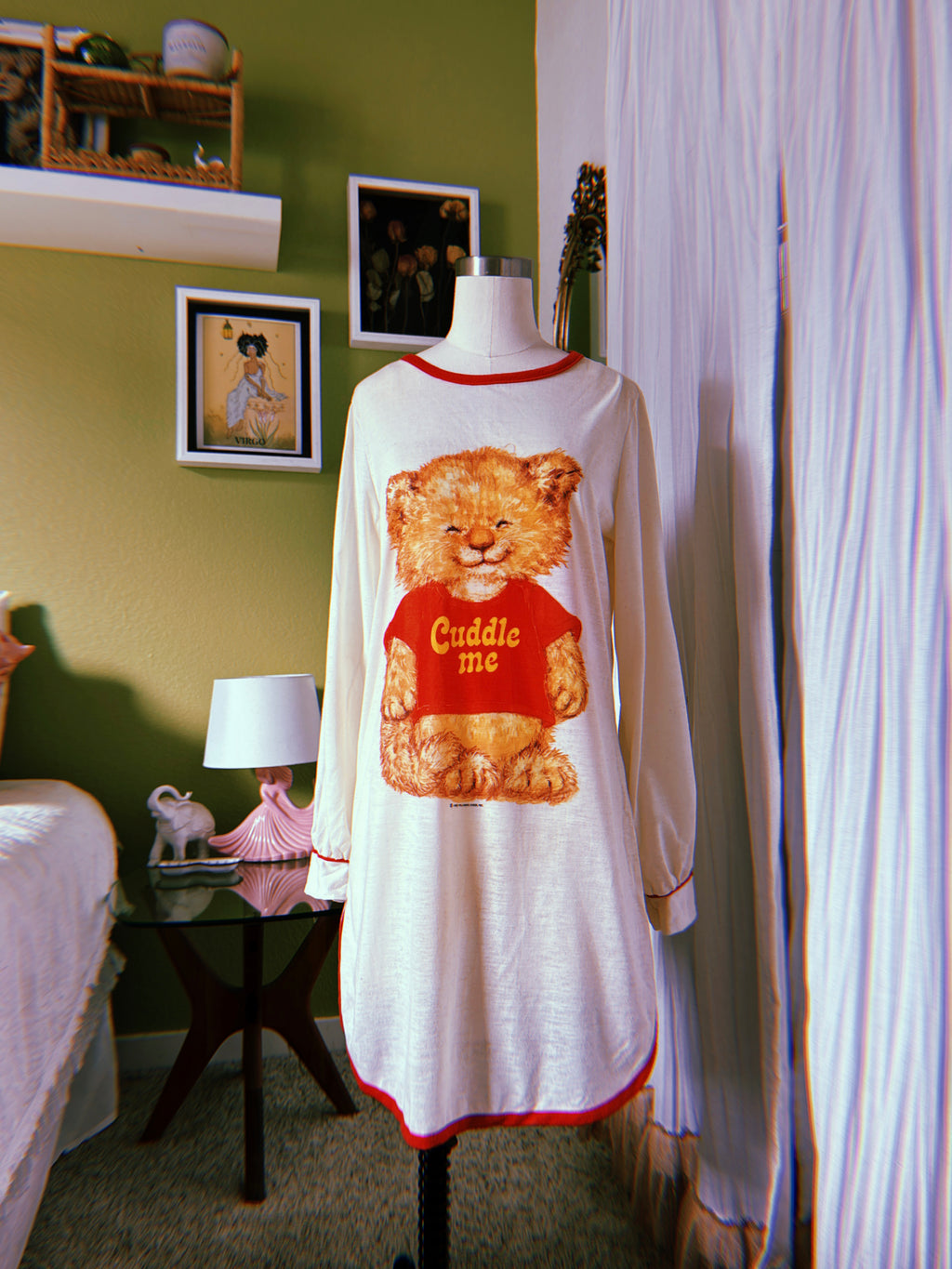 80s Soft Cuddle Me Teddy Bear T-Shirt Dress