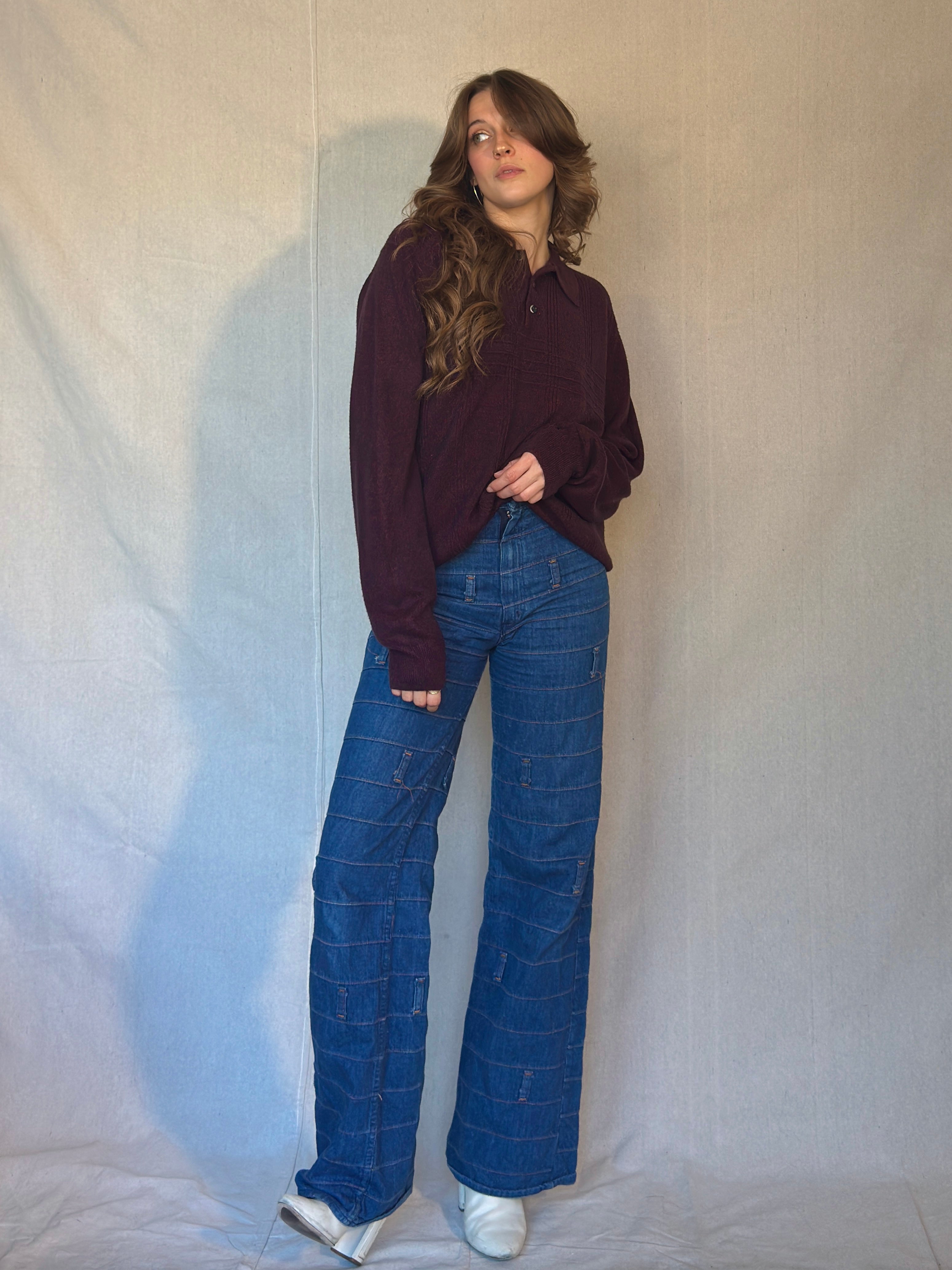 Dark Burgundy Collared Sweater (Modern)