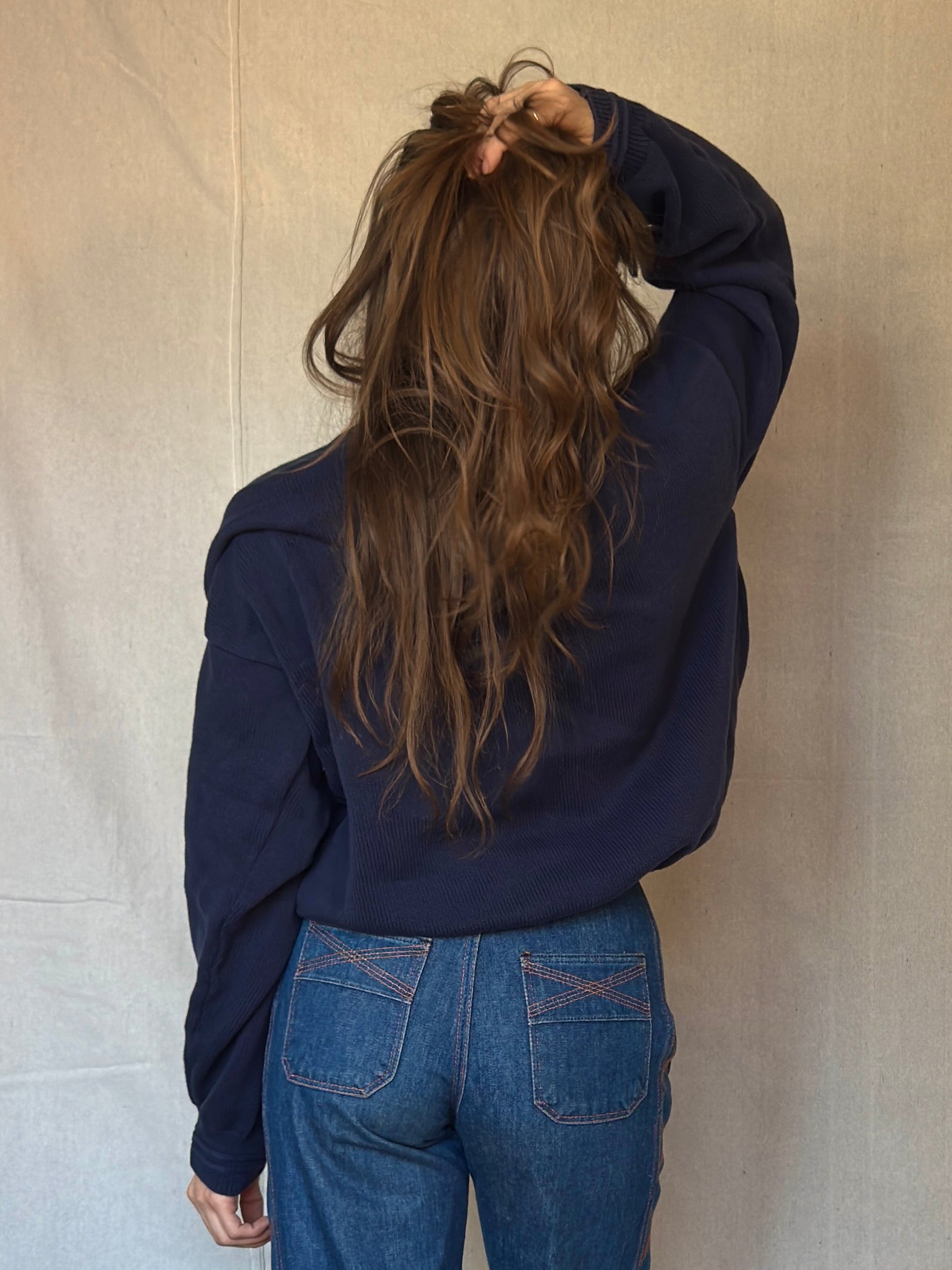 90s Navy Blue Cotton Sweater