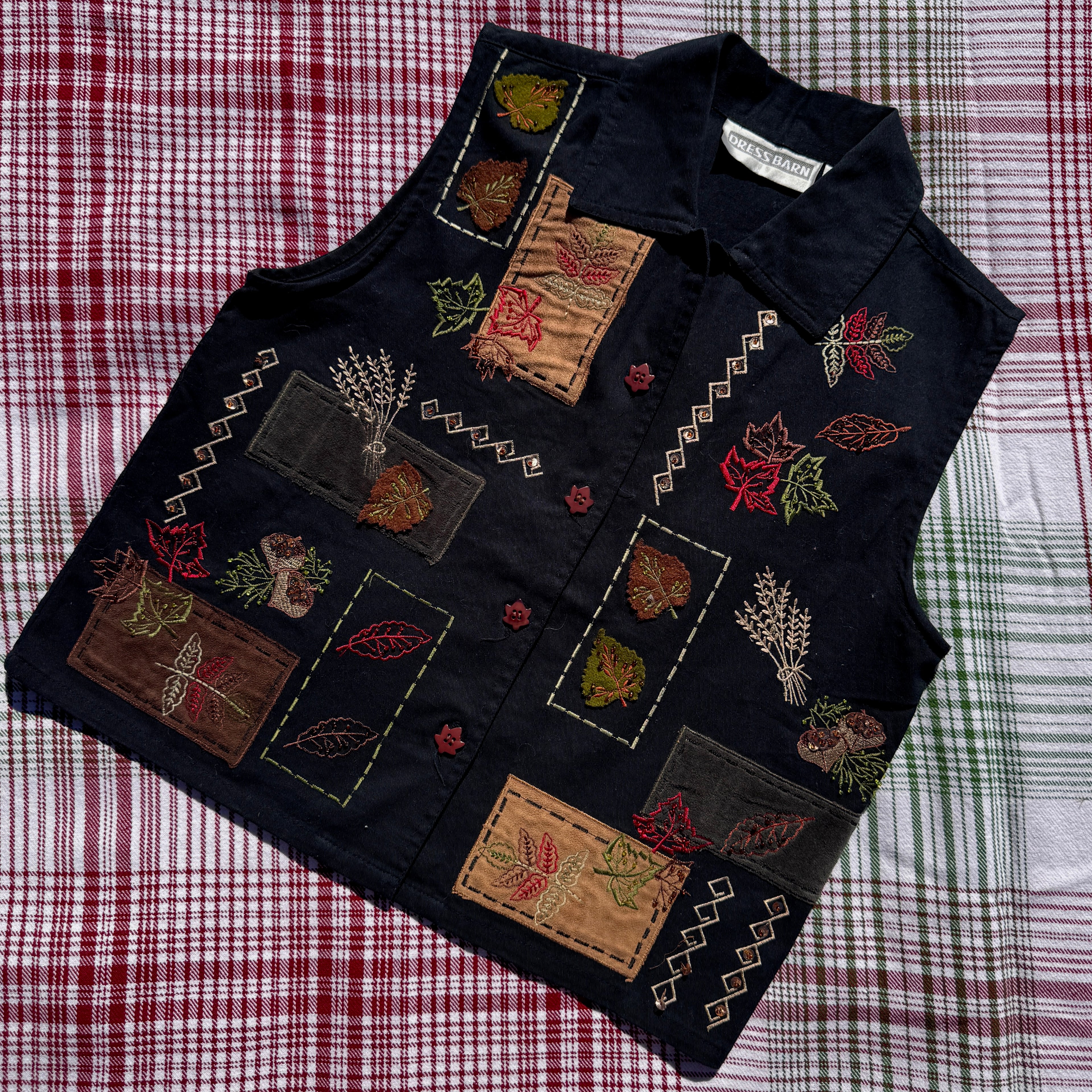 90s Black Fall Patchwork Vest